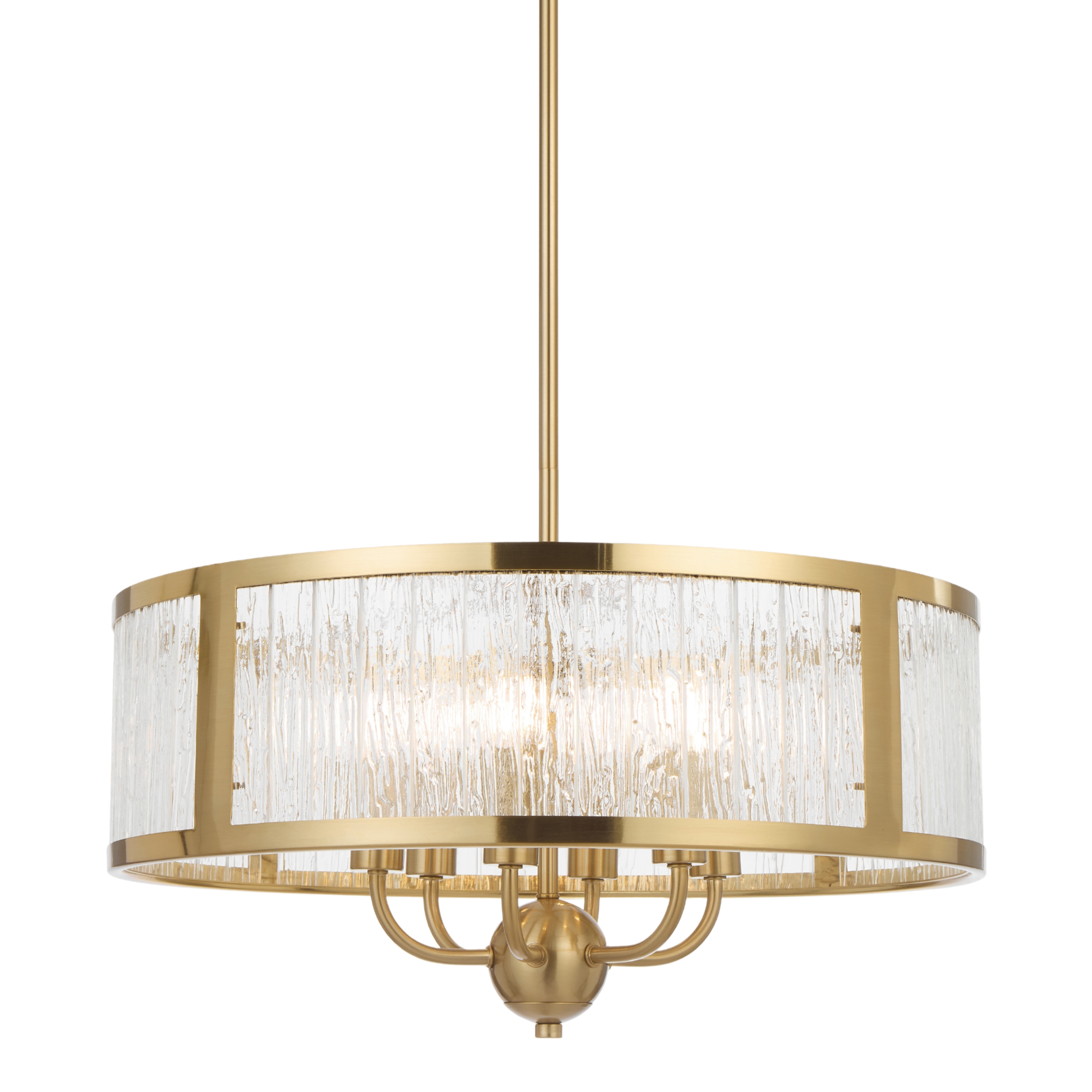 Illiniza 6 Light Textured Glass Pendant Chandelier - Gold