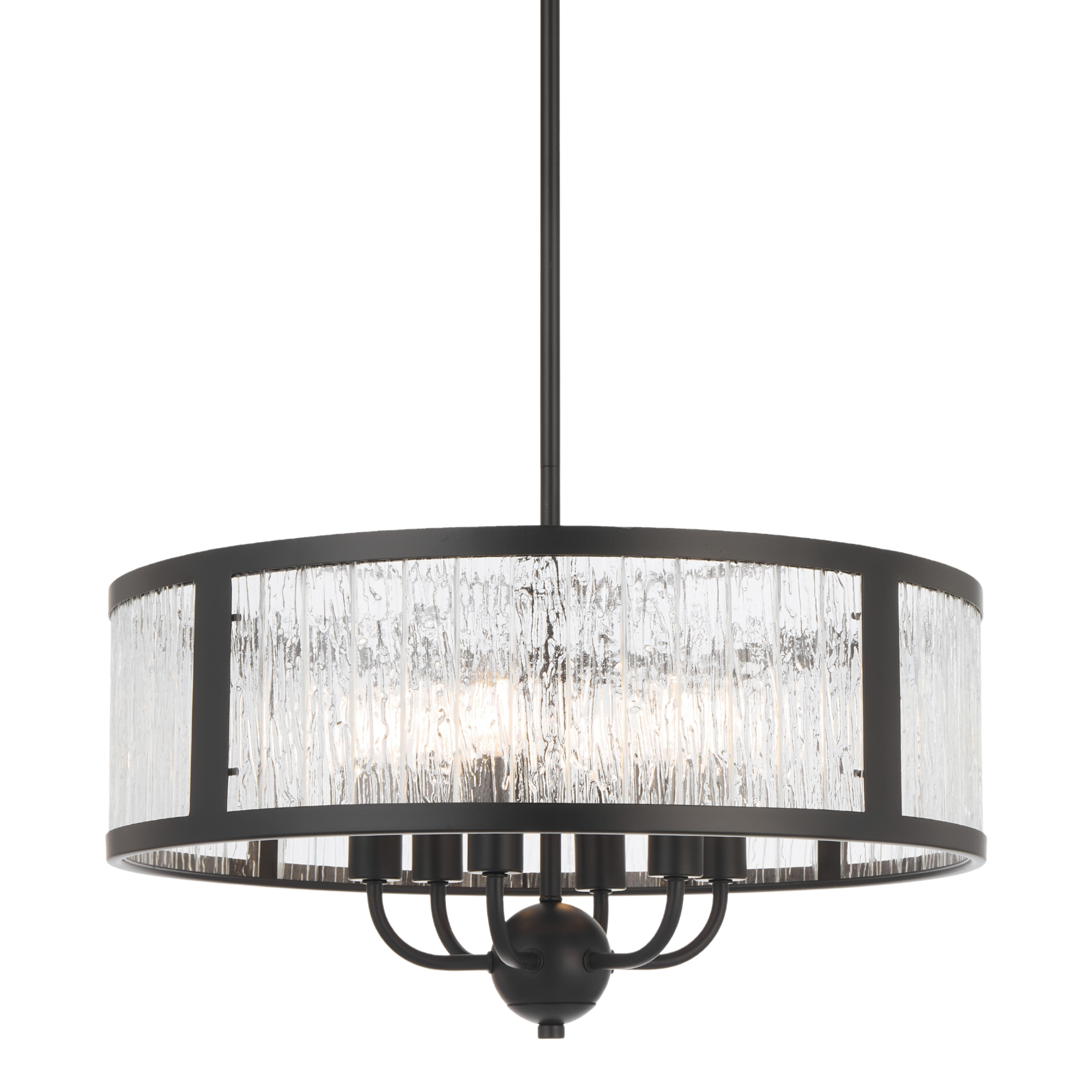 Illiniza 6 Light Textured Glass Pendant Chandelier - Black