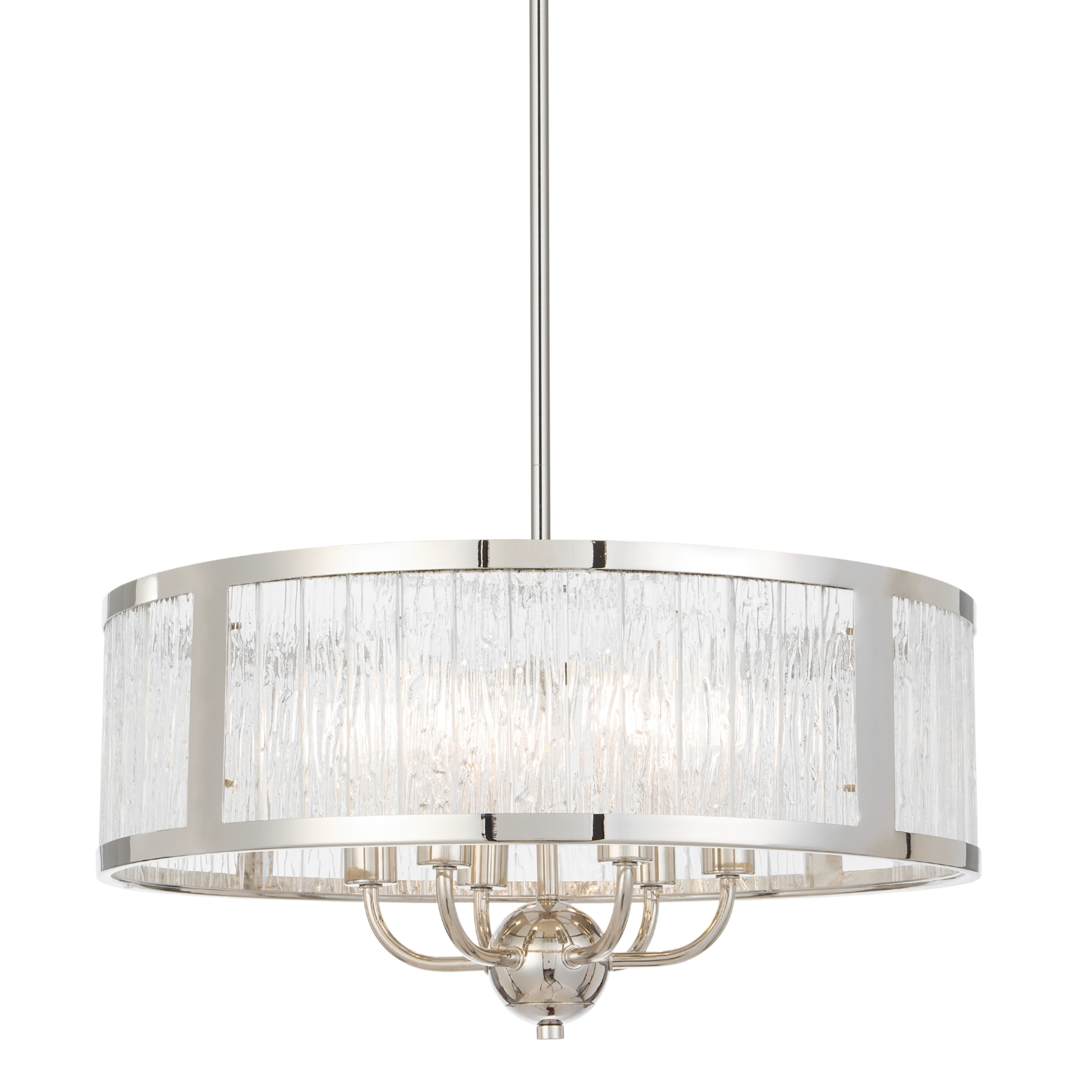 Illiniza 6 Light Textured Glass Pendant Chandelier - Nickel