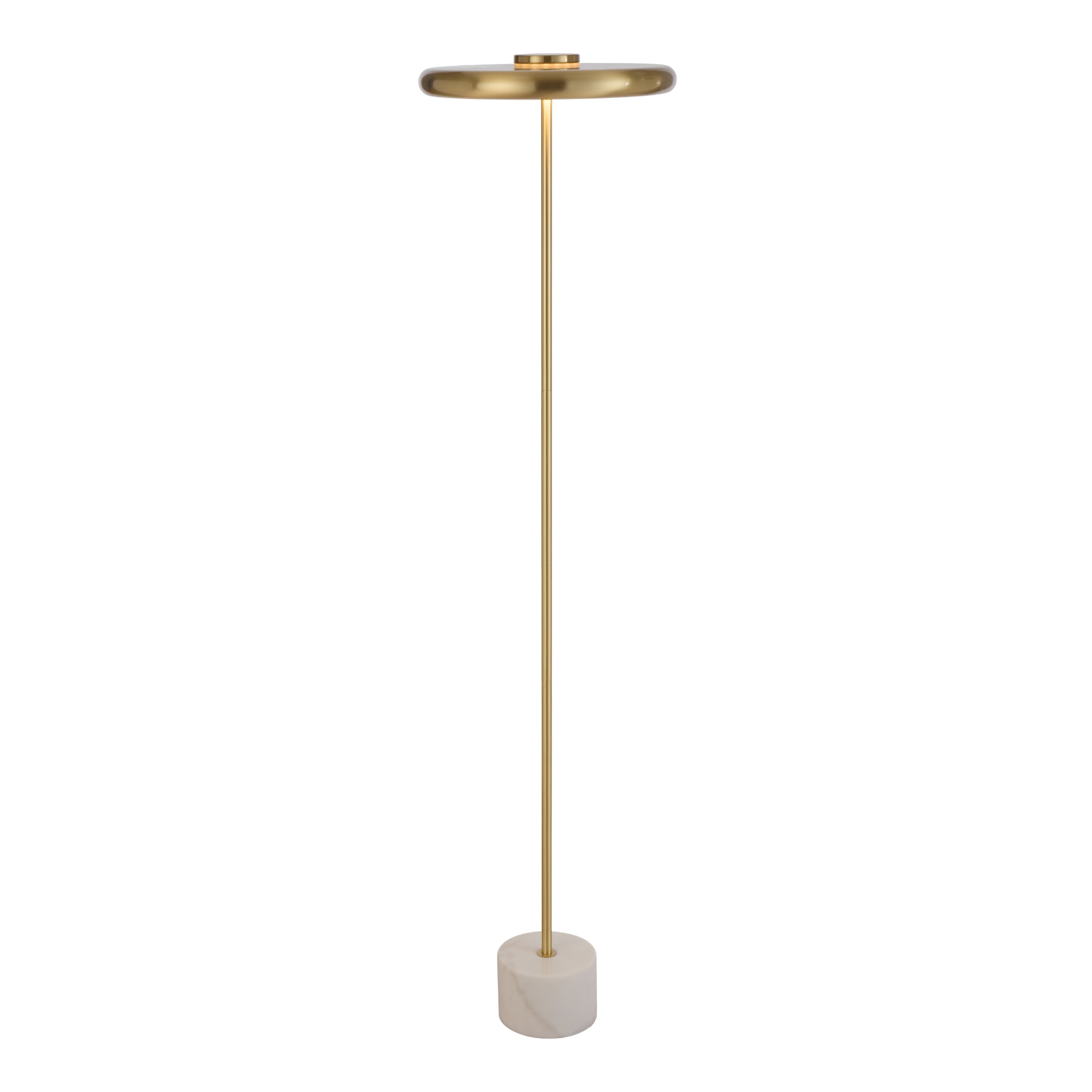 Esplana White Marble Dimmable LED Floor Lamp - Matt Brass