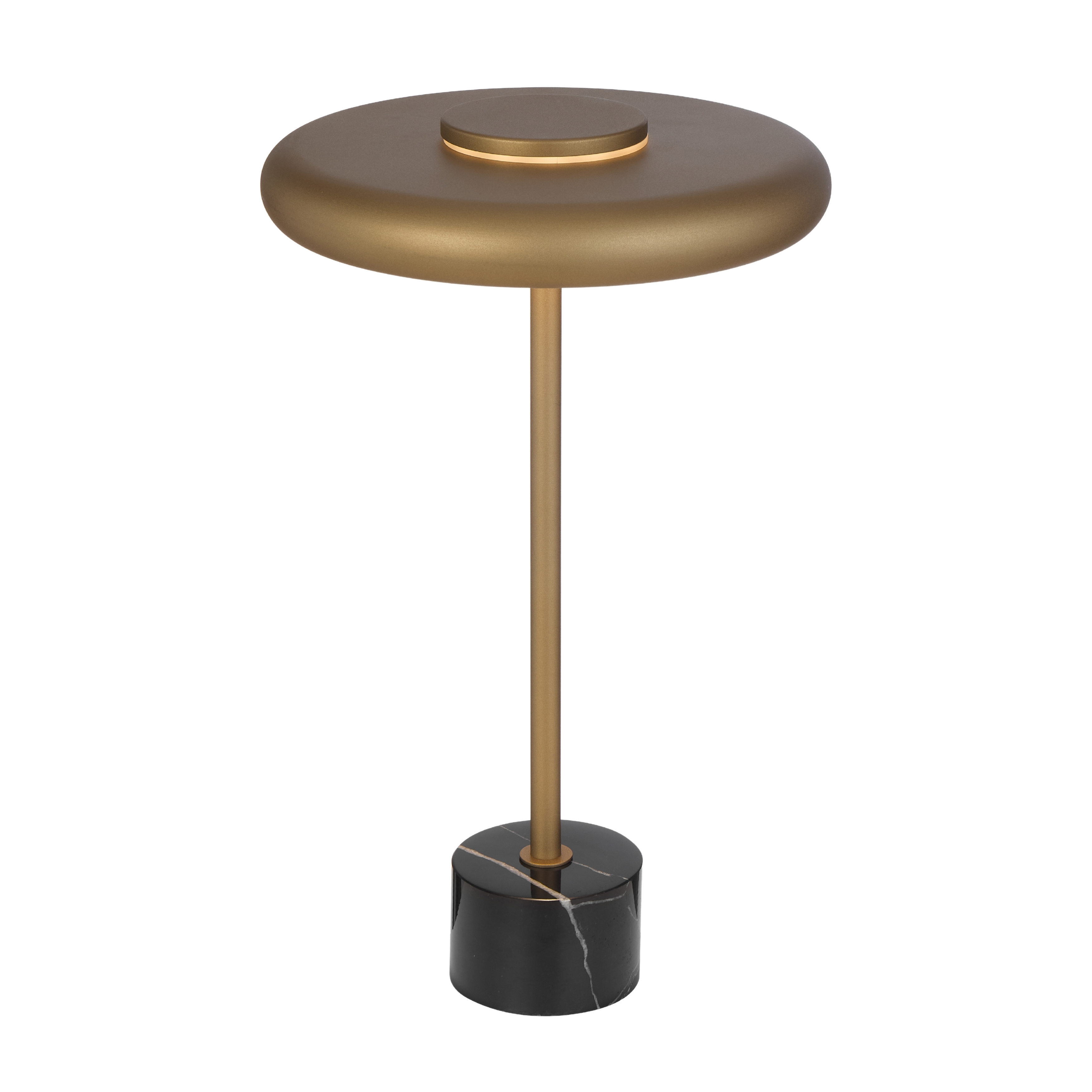 Esplana Black Marble Dimmable LED Table Lamp - Antique Brass