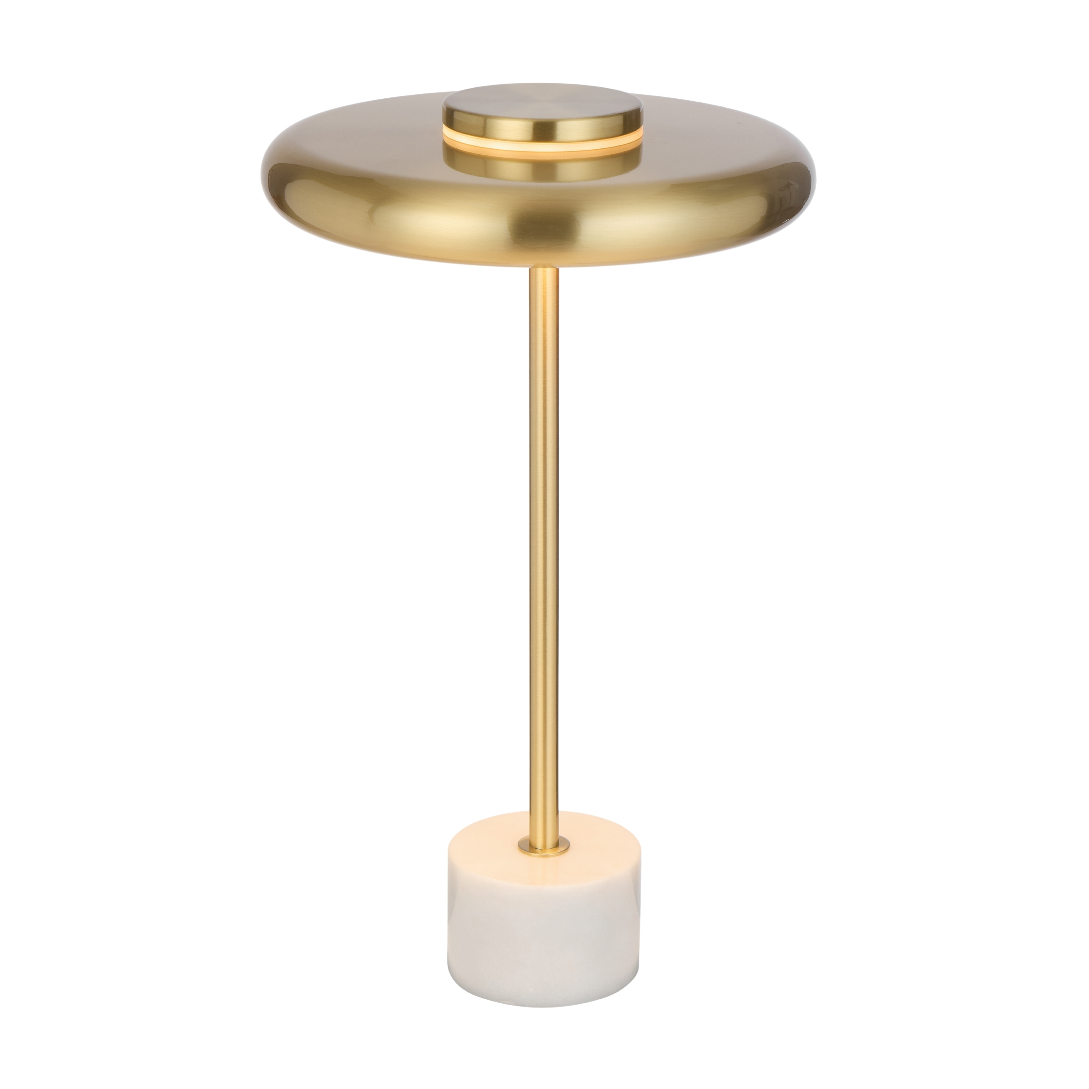 Esplana White Marble Dimmable LED Table Lamp - Matt Brass