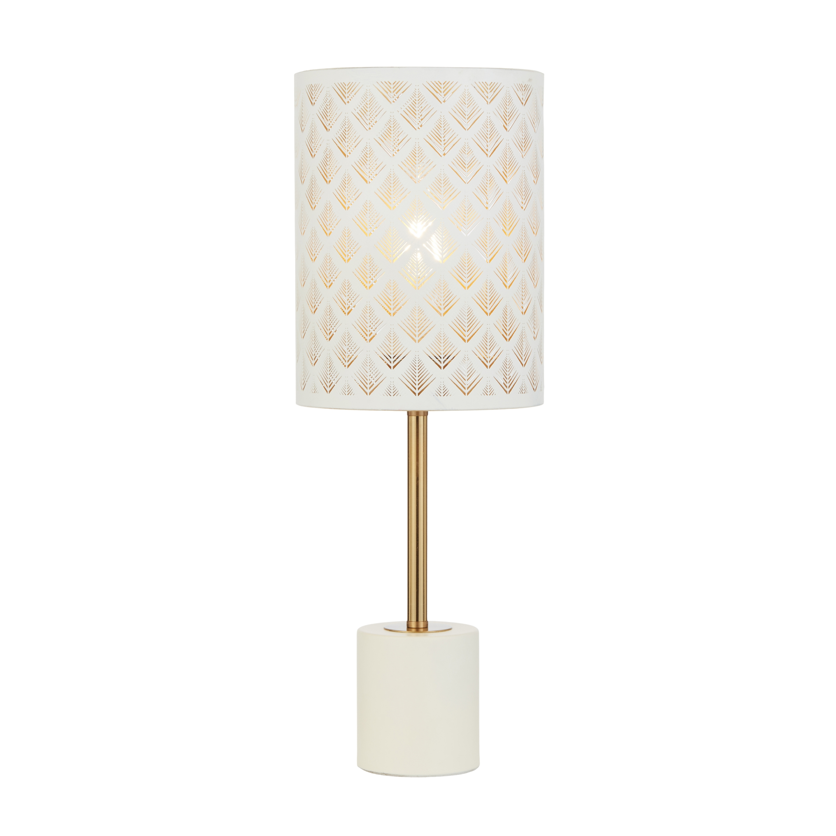 Batavia Laser Cut Shade Antique Gold Table Lamp - White