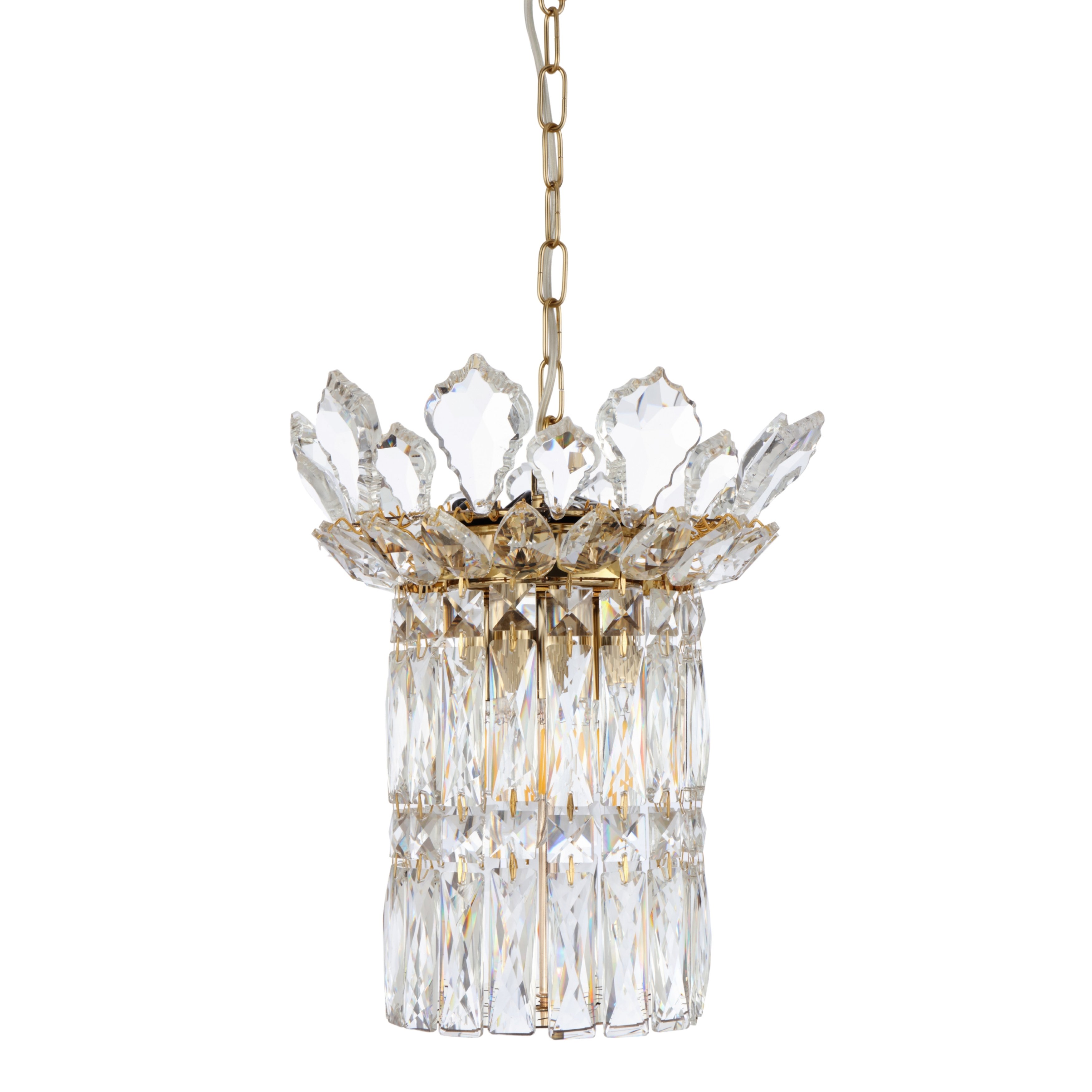 Lyskovo 3 Light Faceted Drum Crystal Pendant - Gold