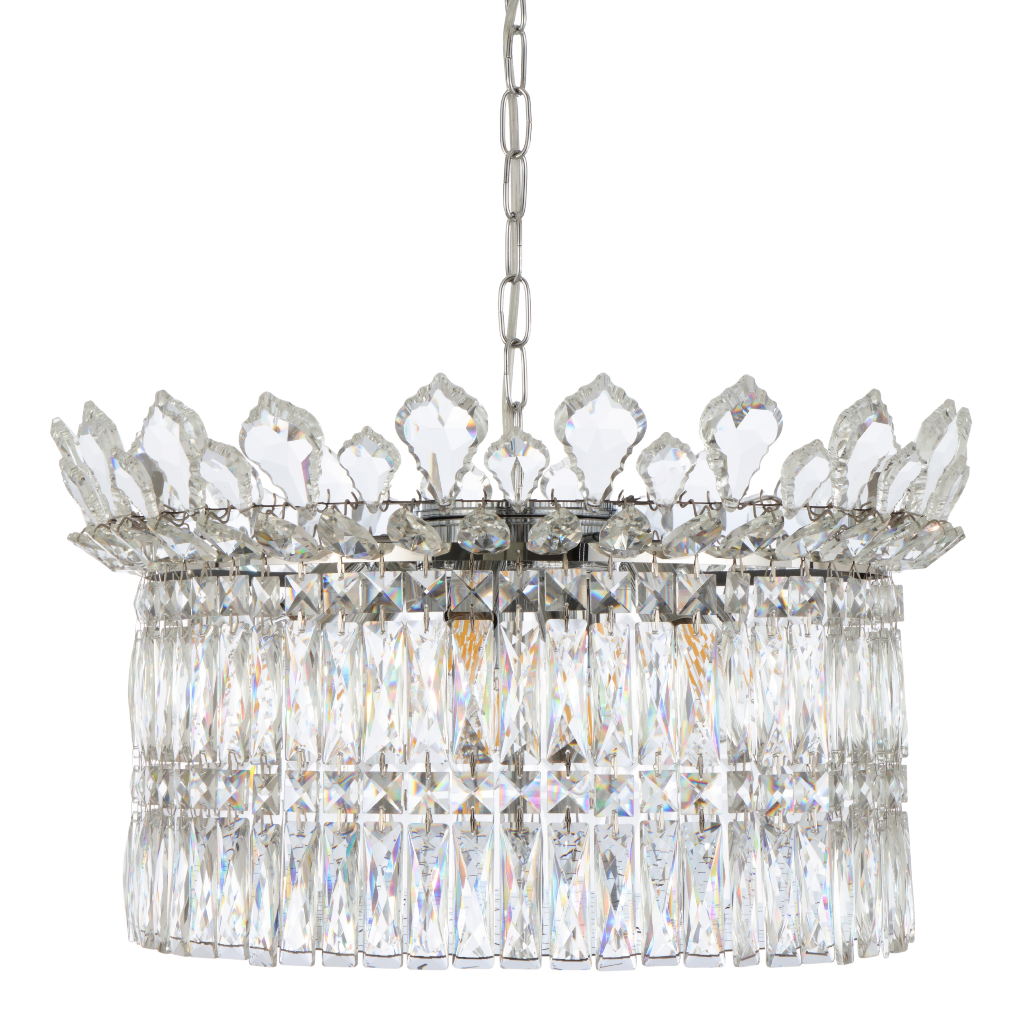 Lyskovo 9 Light Faceted Drum Crystal Chandelier - Chrome