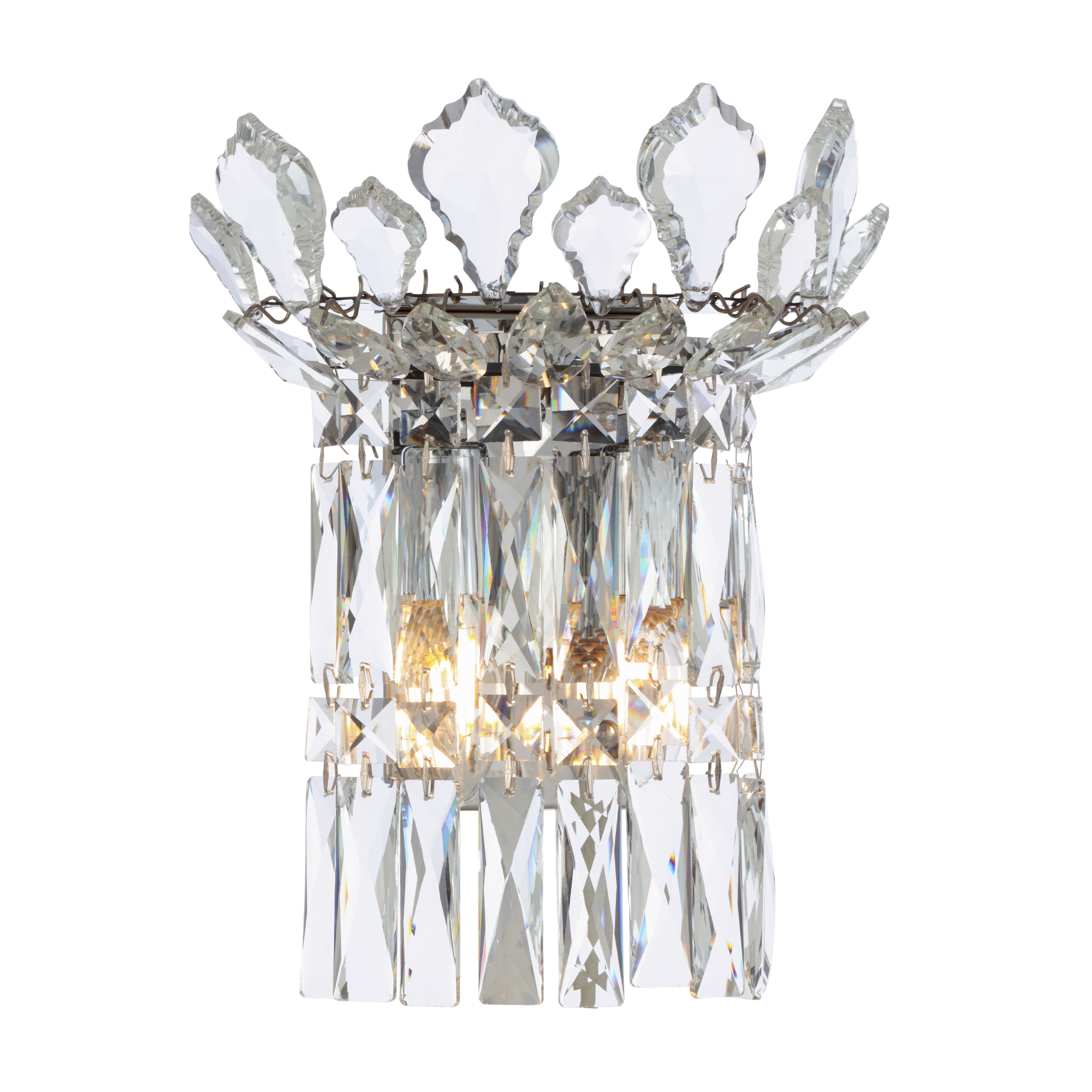 Lyskovo Clear Crystal Decorative Wall Light - Chrome
