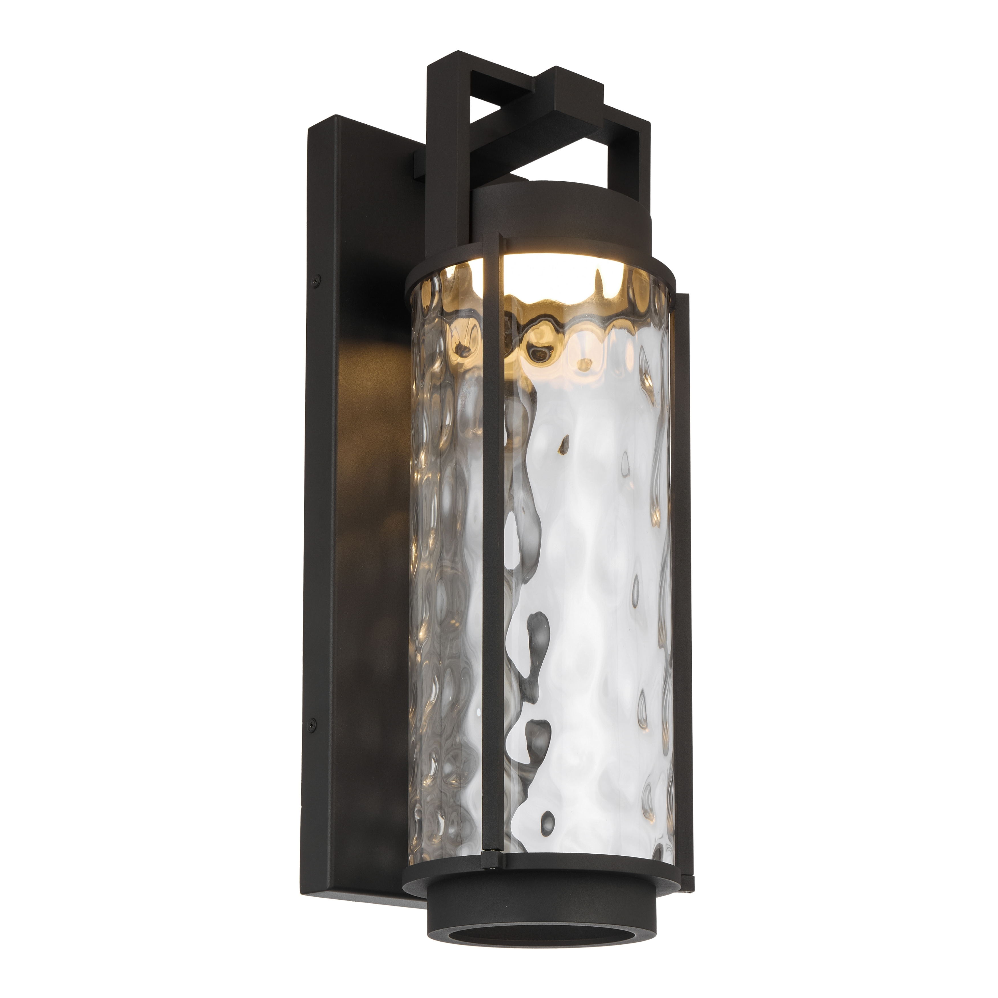Maniava IP44 Textured Glass Wall Light - Black