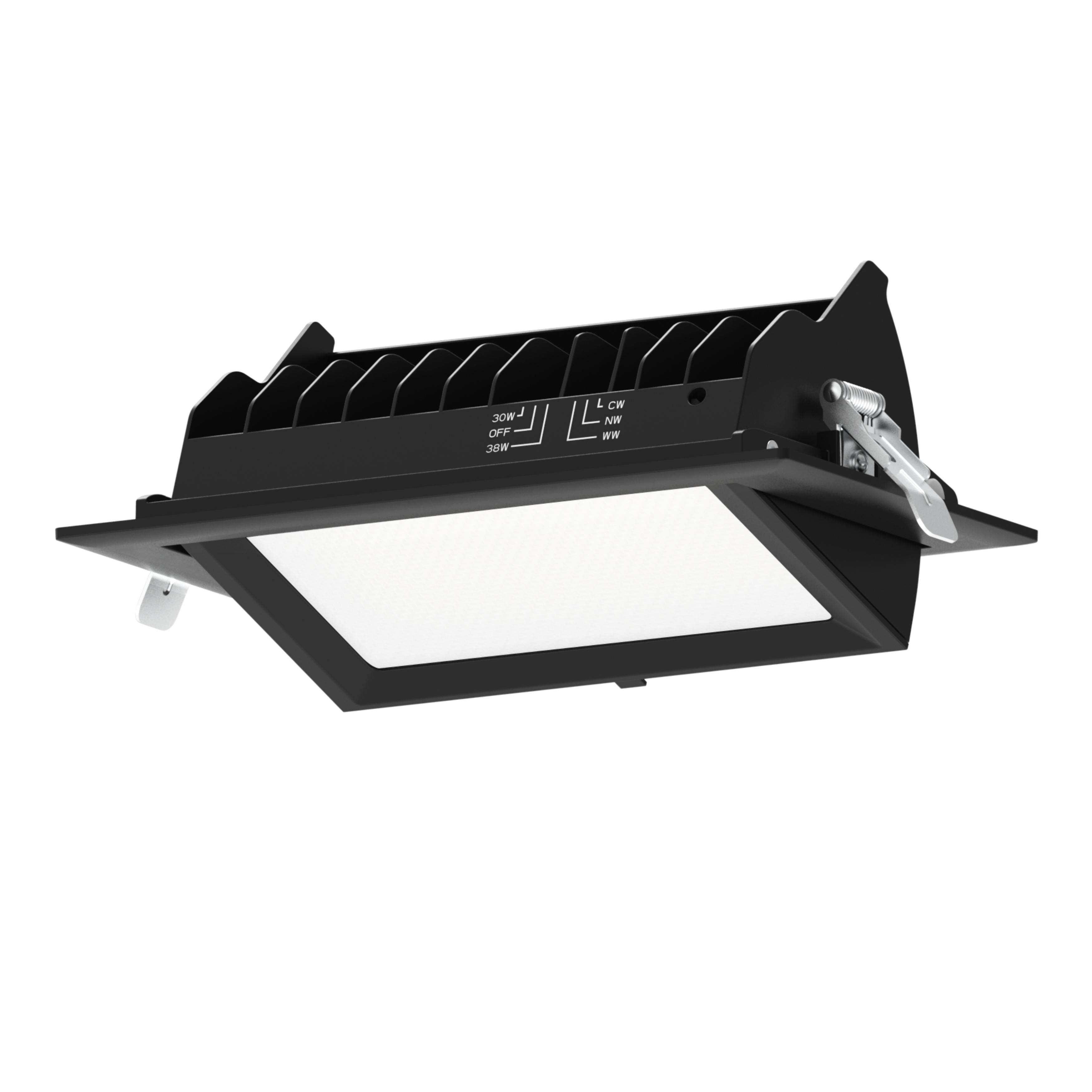 Avior Adjustable Rectangle 3CCT LED Shop Downlight - Black