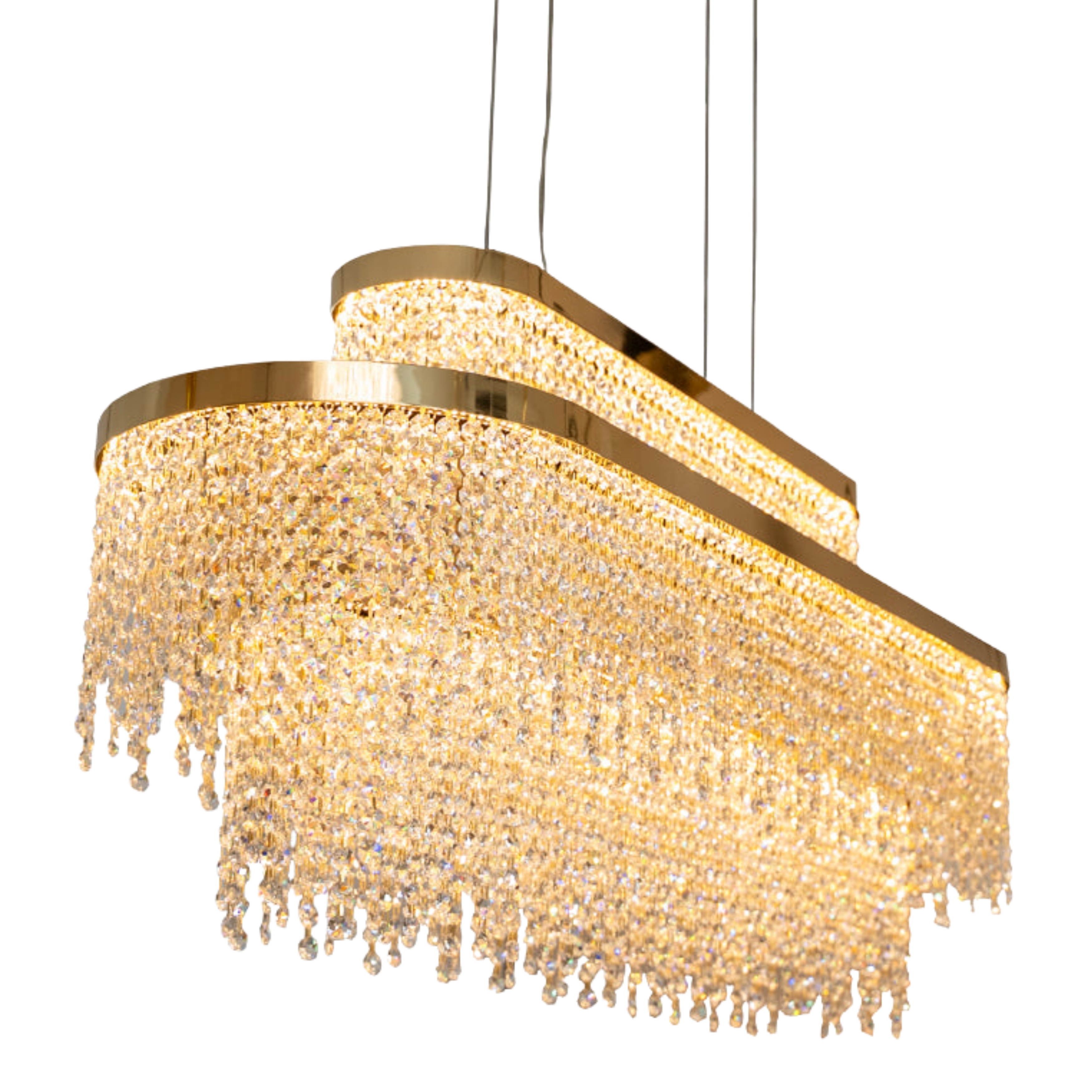Anya Asfour Crystal Oval Chandelier - Brass