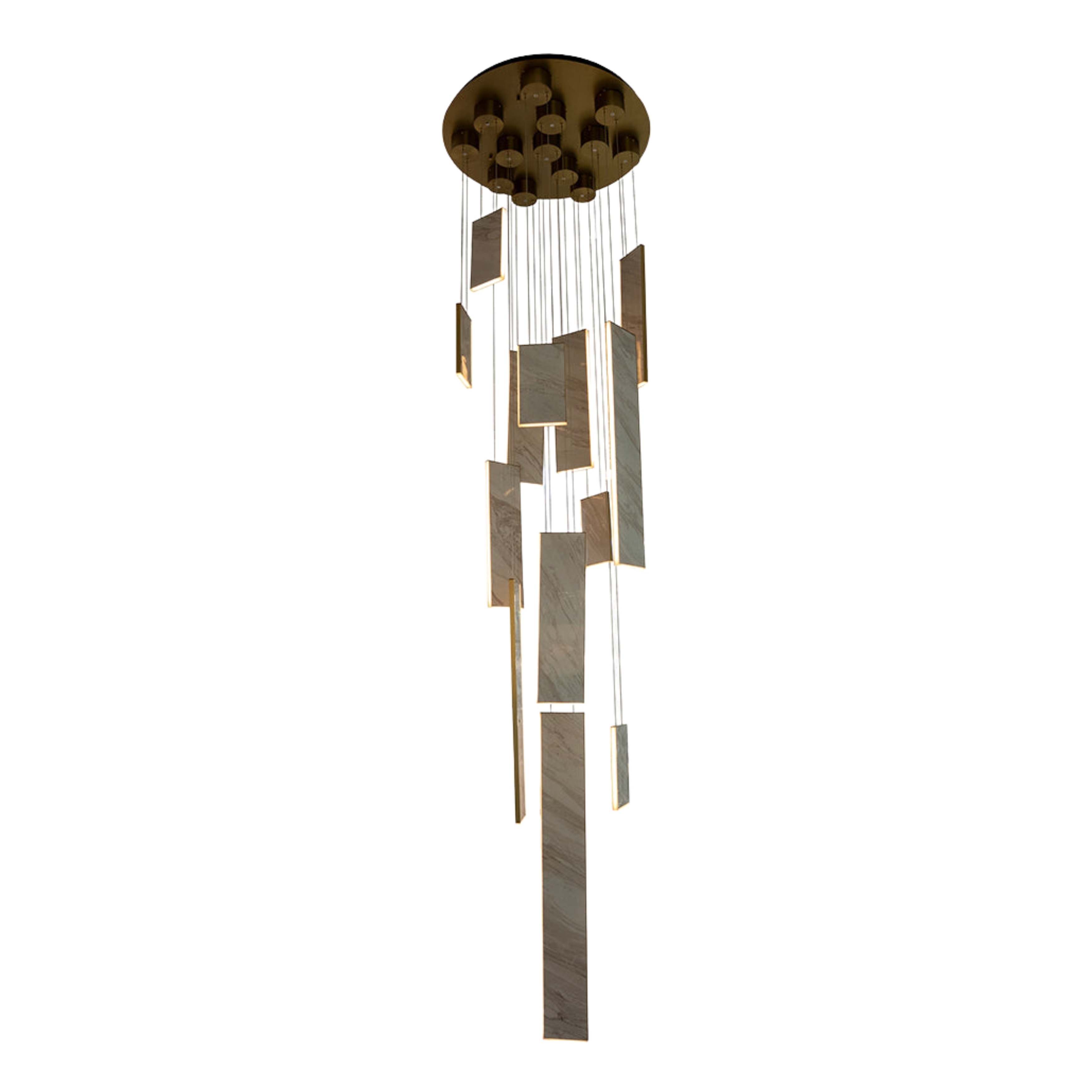 Charmi Rectangular Marble LED Cluster Pendant - Gold