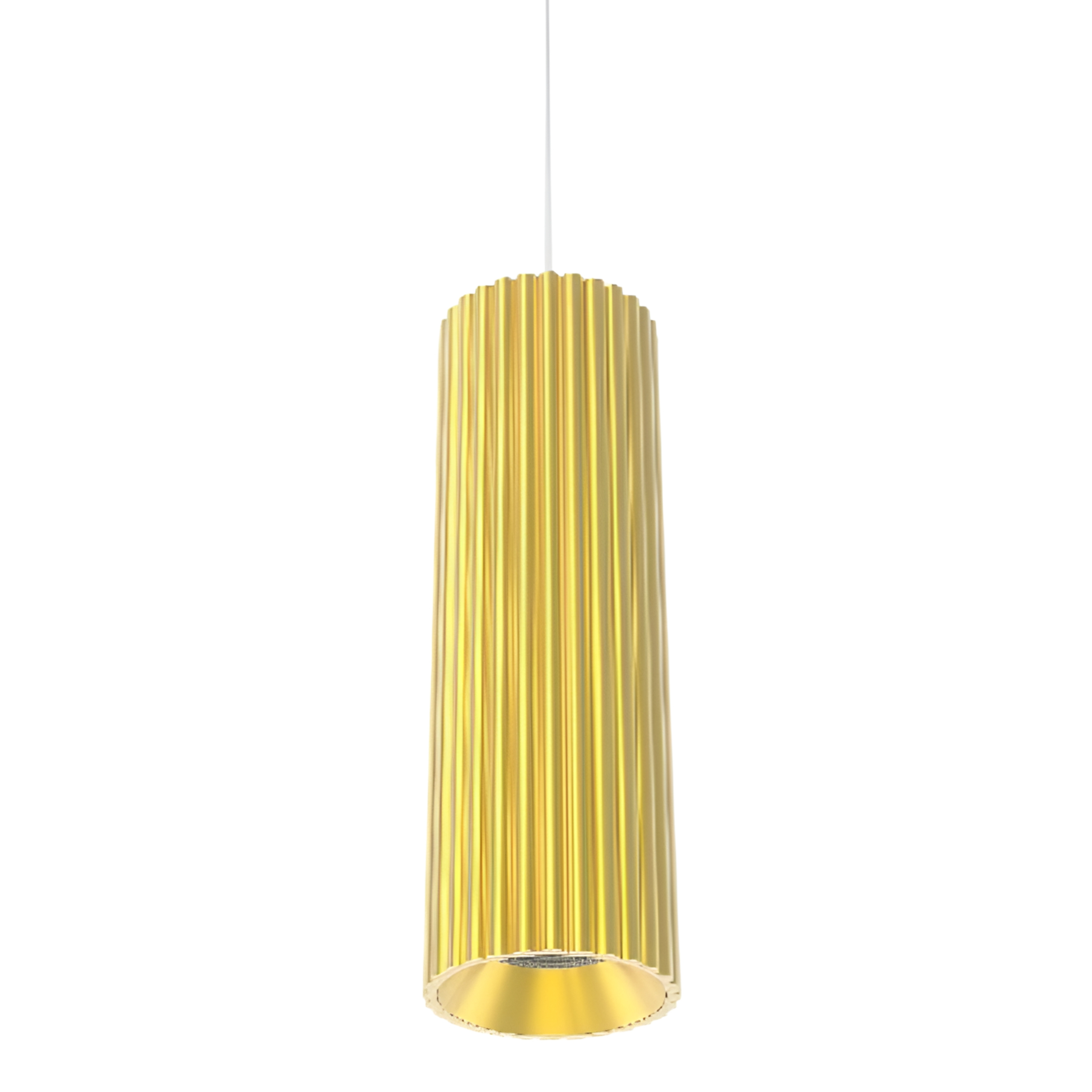 Kari IP44 Ribbed Dimmable LED Pendant Light - Brass