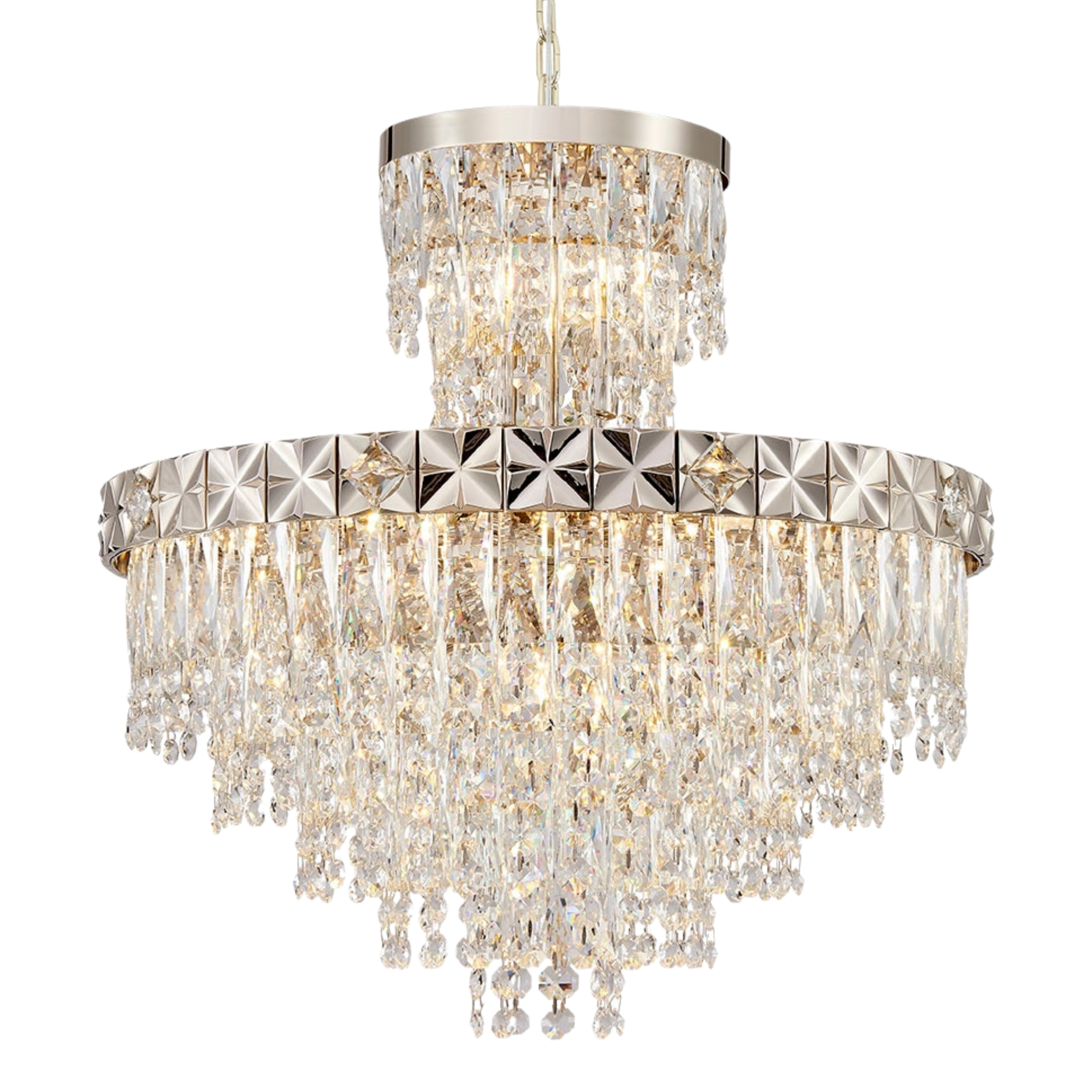 Zellan K9 Crystal Two-Tiered Chandelier - Shallow Gold