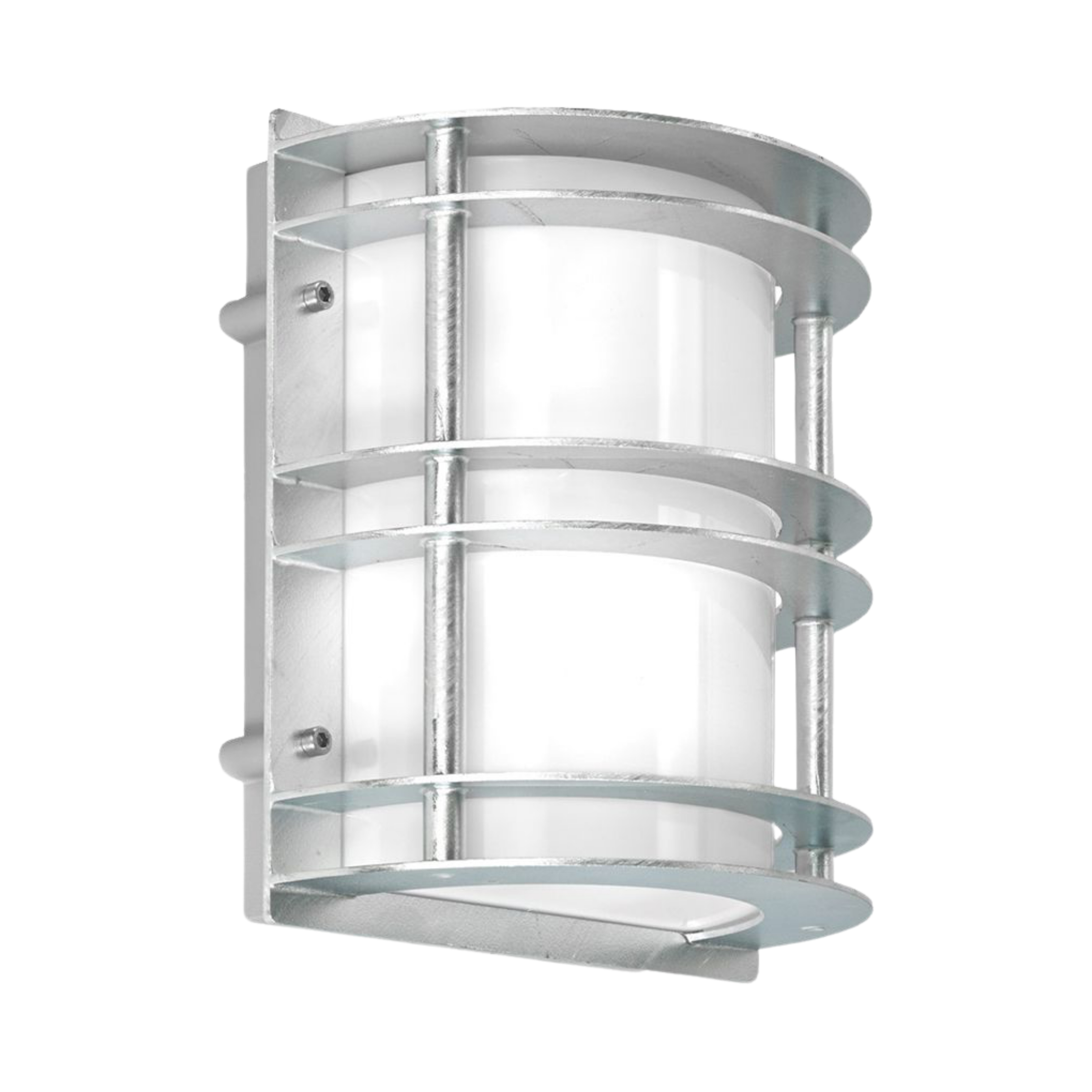 Stockholm IP54 Opal Glass Flush Wall Light - Galvanised