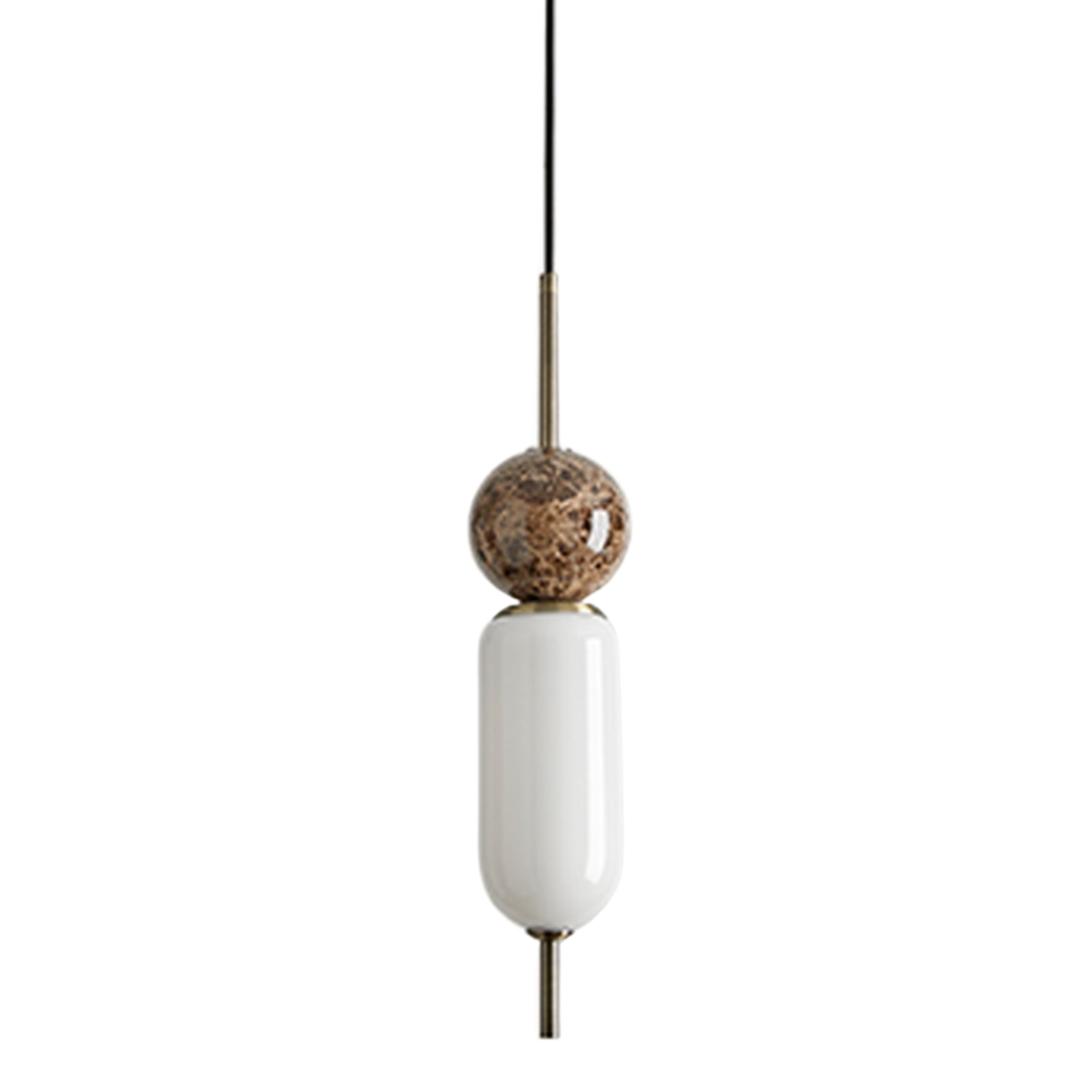 Anet Brown Marble Geometric Pendant - Bronze