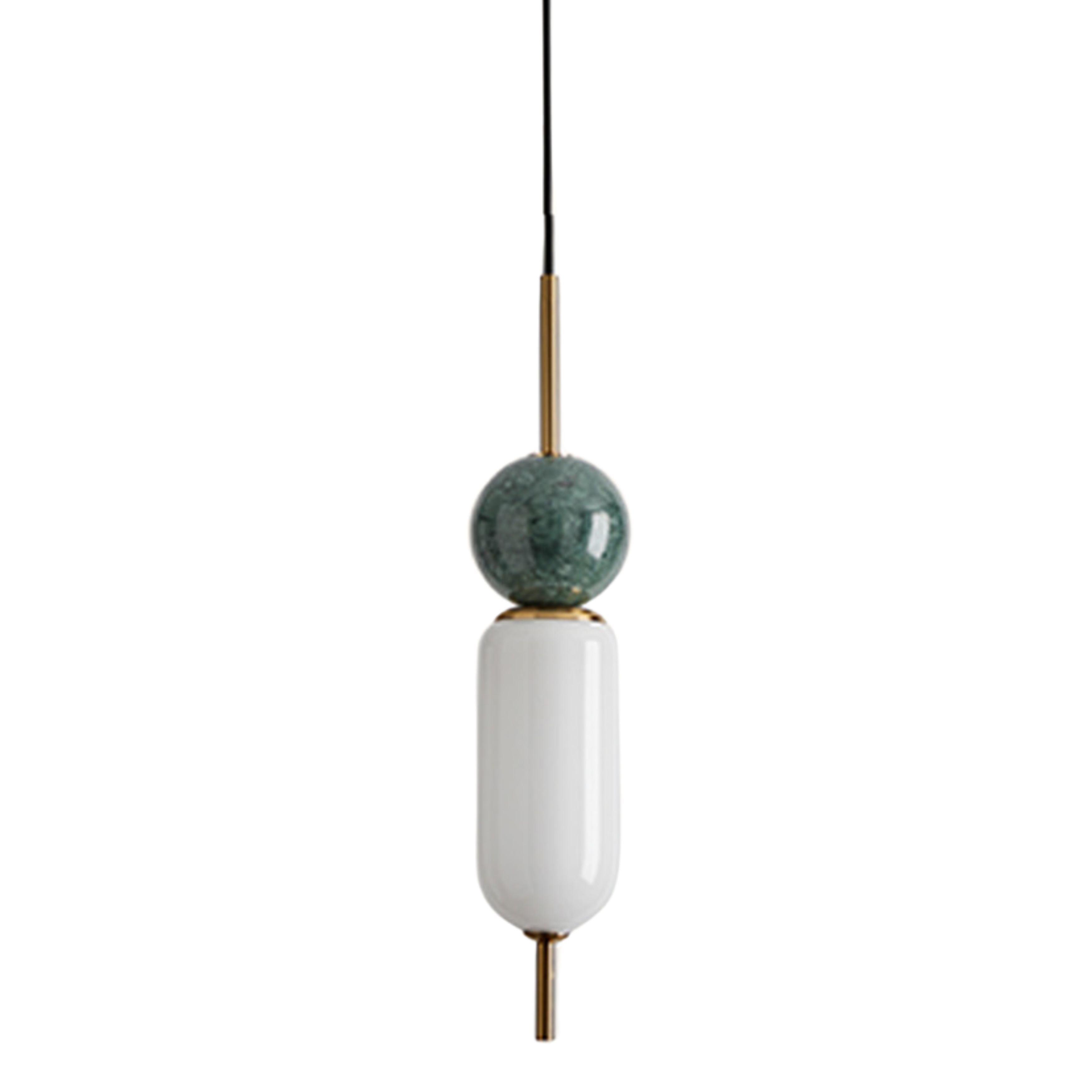 Anet Green Marble Geometric Pendant - Aged Gold