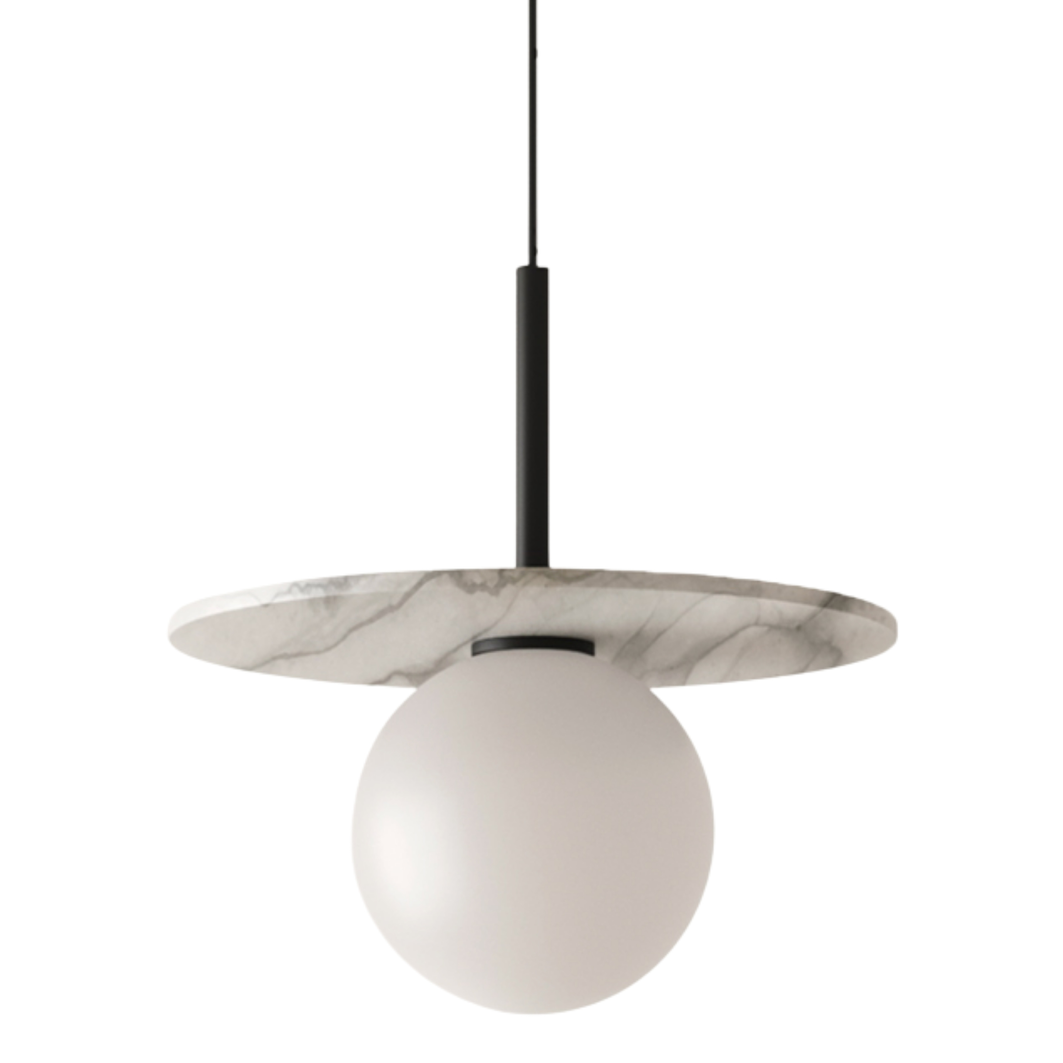 Miro Alabaster Disc Opal Glass Black Pendant