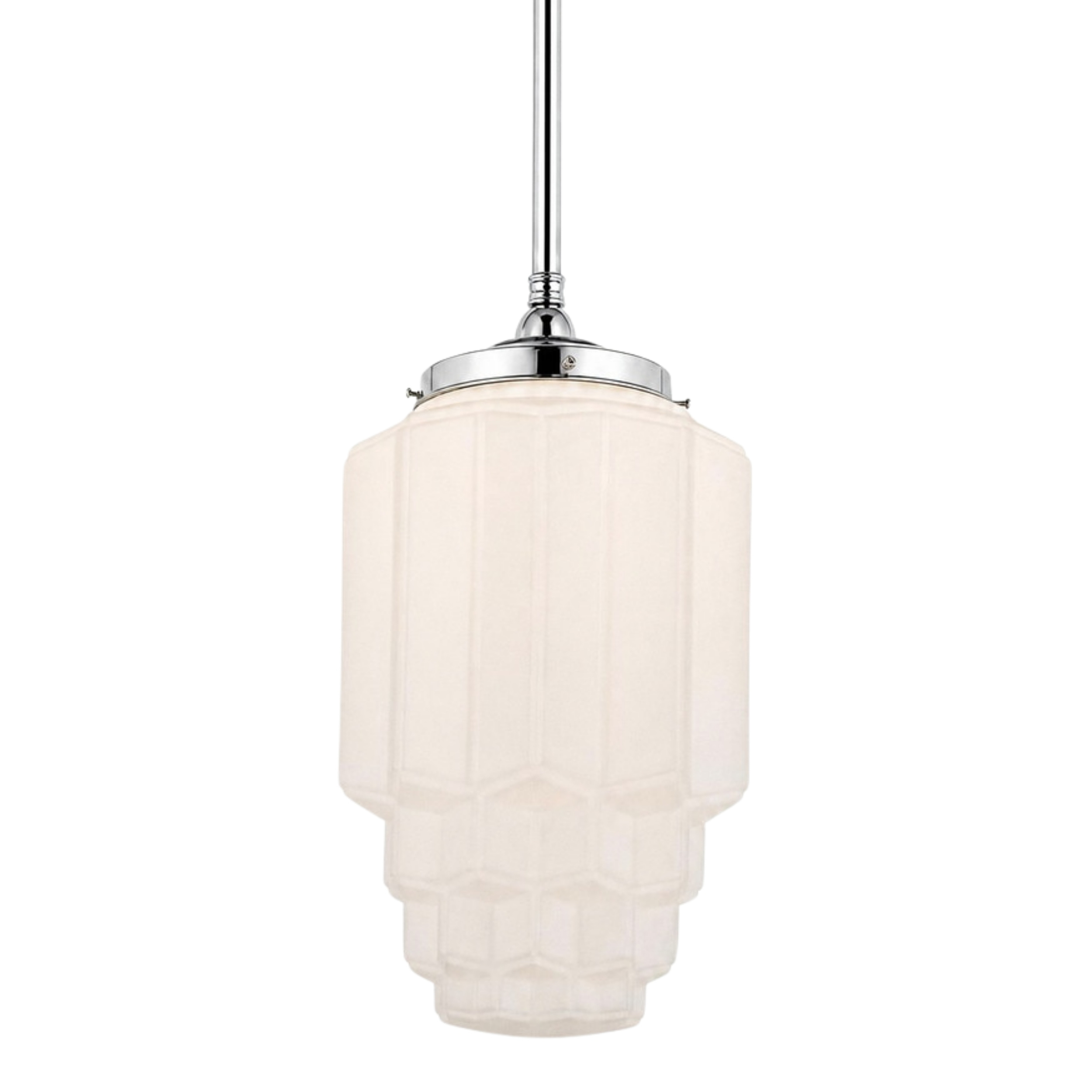 Bergerac Art Deco Glass Rod Pendant - Chrome