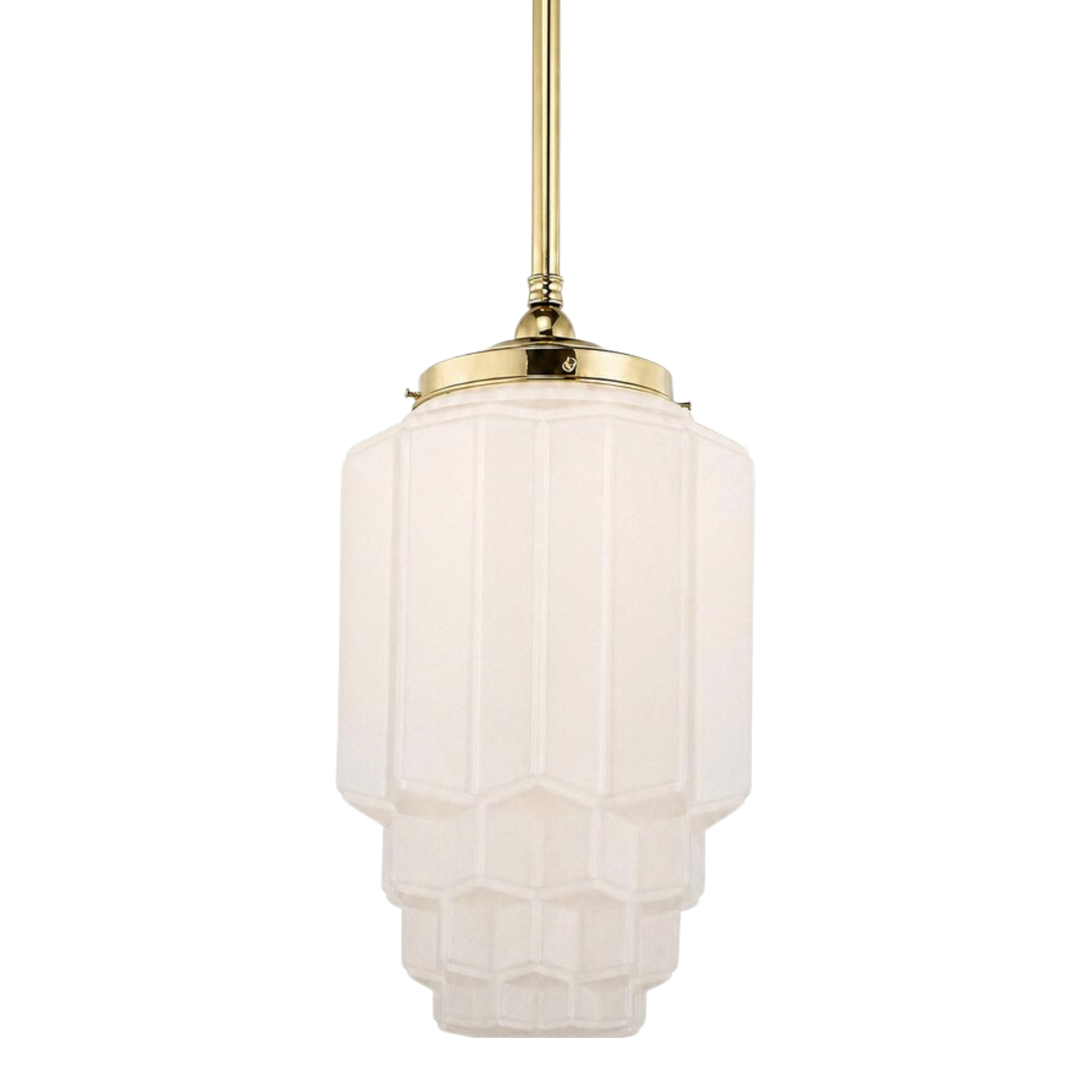 Bergerac Art Deco Glass Rod Pendant - Polished Brass