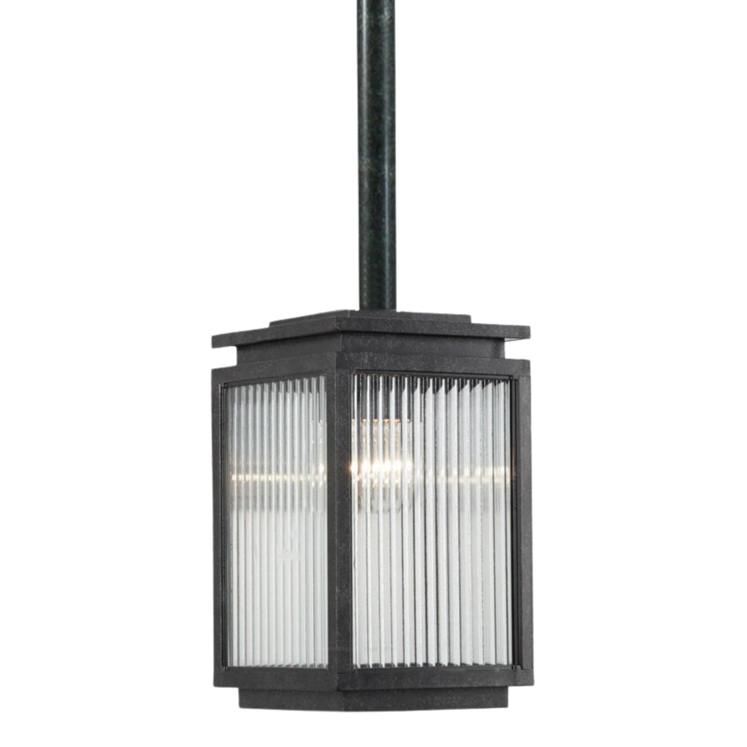 Boulevard Antique Black Ribbed Glass Rod Pendant