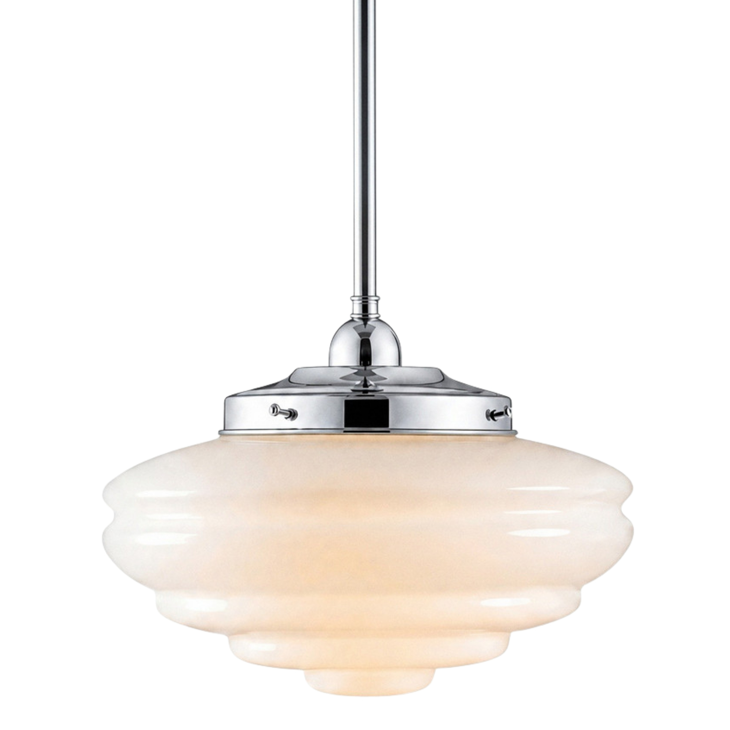 Chateau Gloss Opal Glass Rod Pendant - Chrome