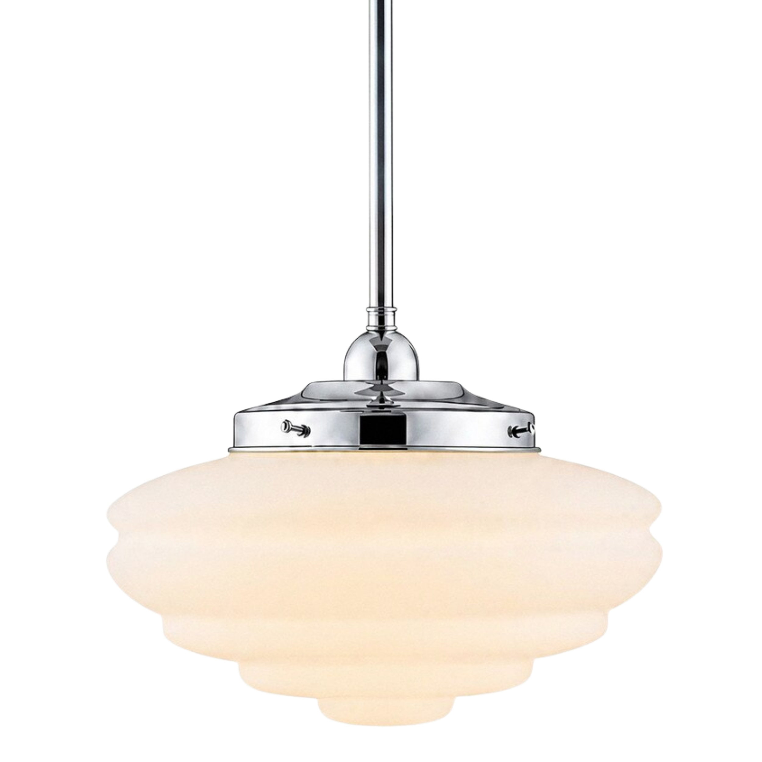 Chateau Matt Opal Glass Rod Pendant - Chrome