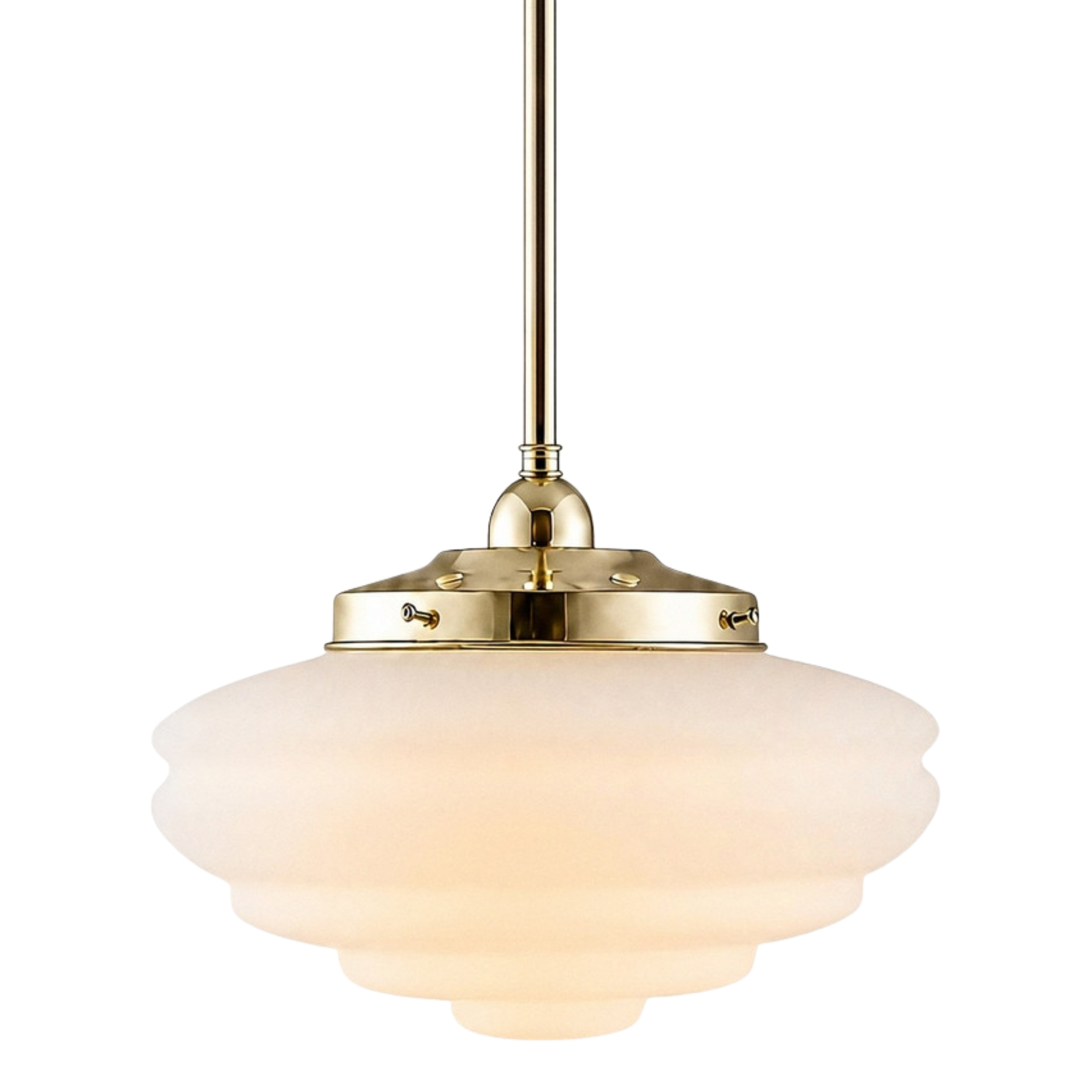 Chateau Matt Opal Glass Rod Pendant - Polished Brass