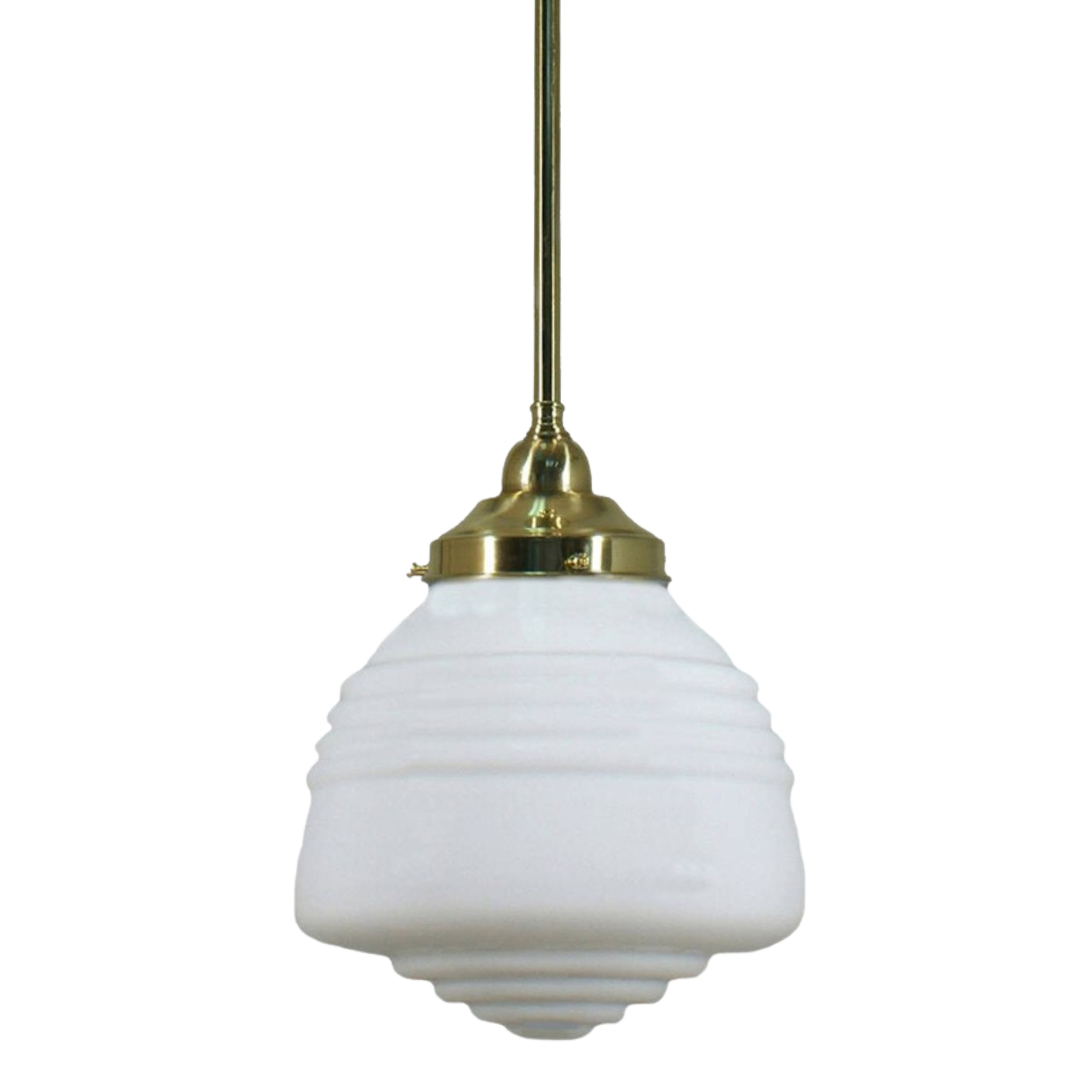 Domec Matt Opal Glass Rod Pendant - Polished Brass
