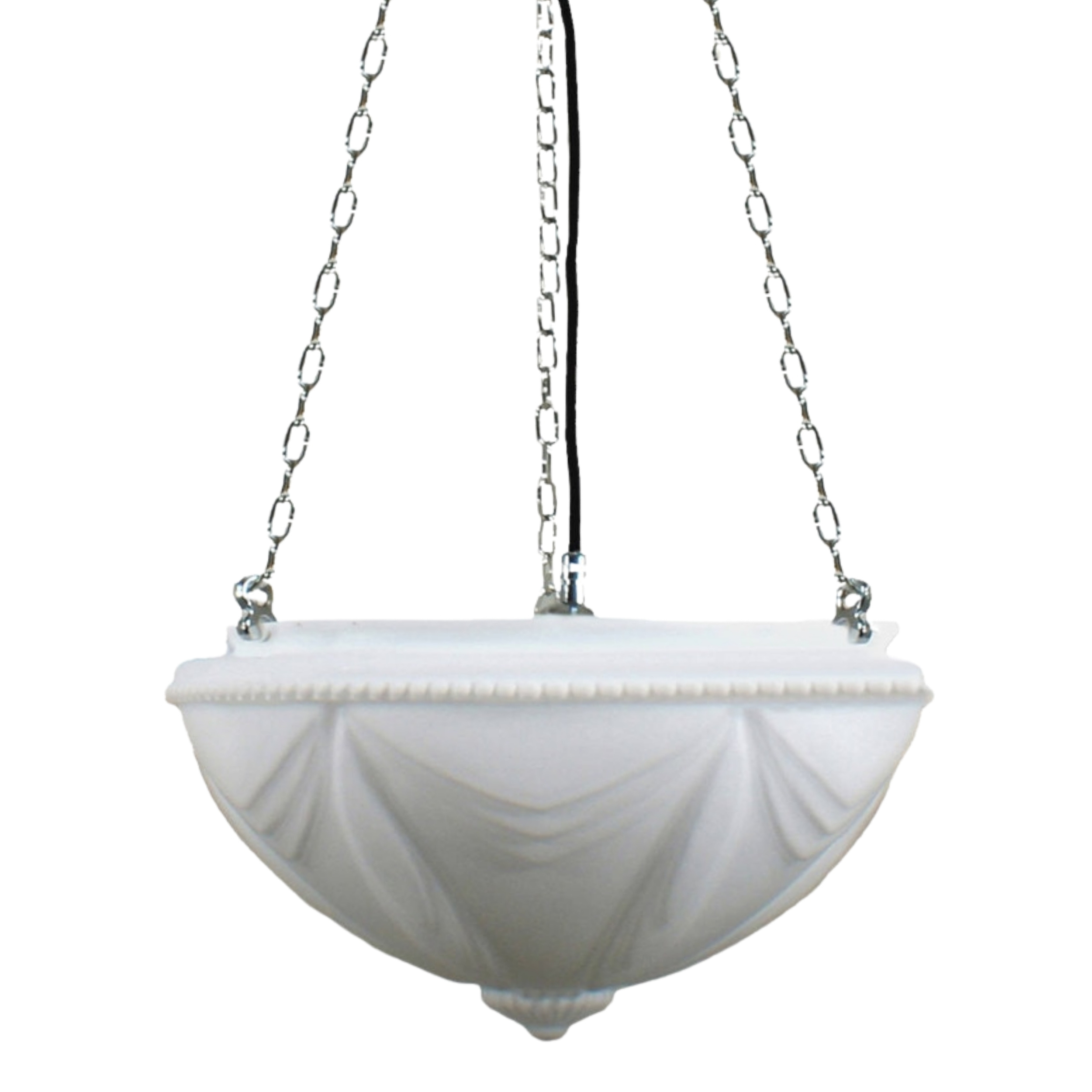 Empire Matt Opal Glass Chain Uplight Pendant - Chrome