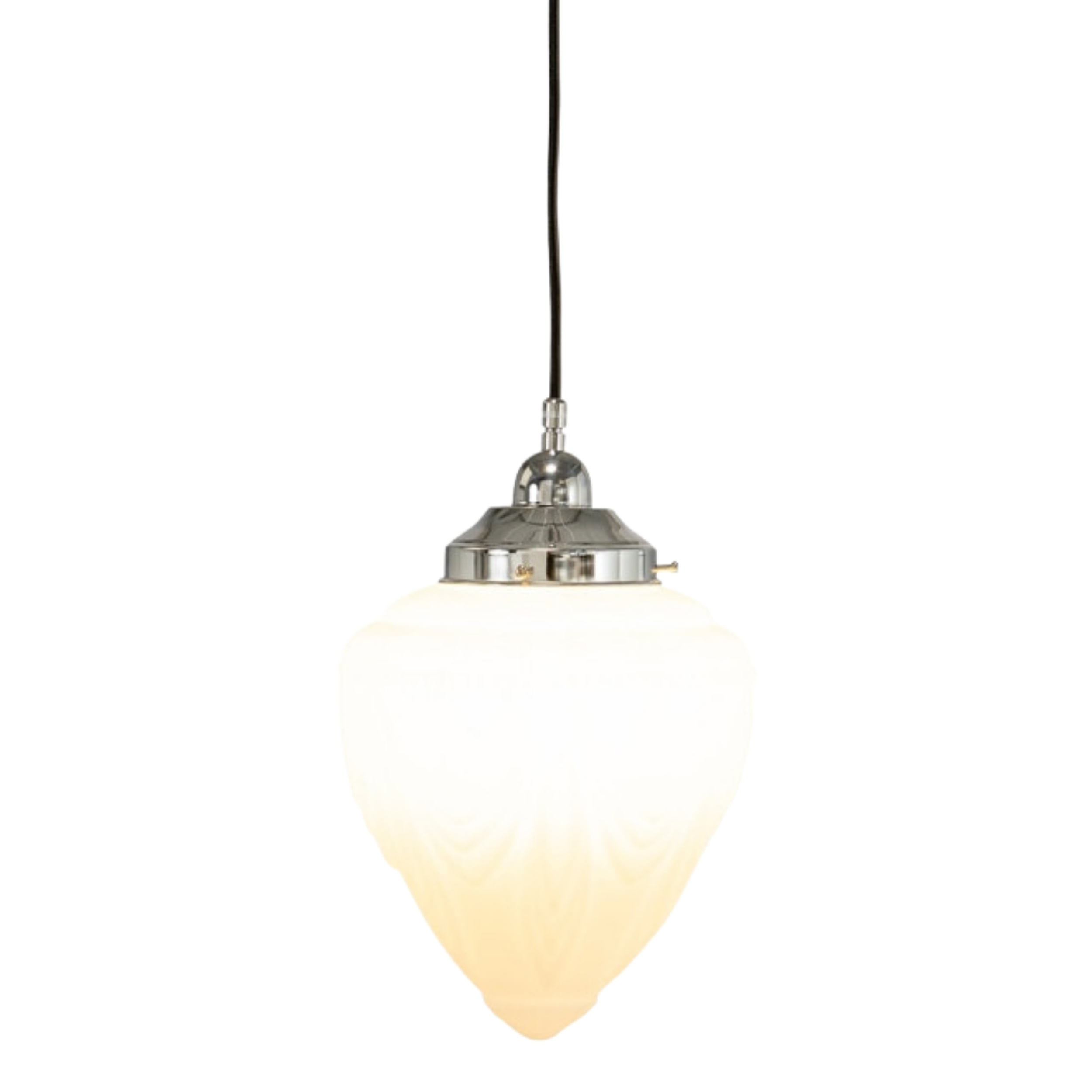 Empire Matt Opal Glass Cord Pendant - Chrome