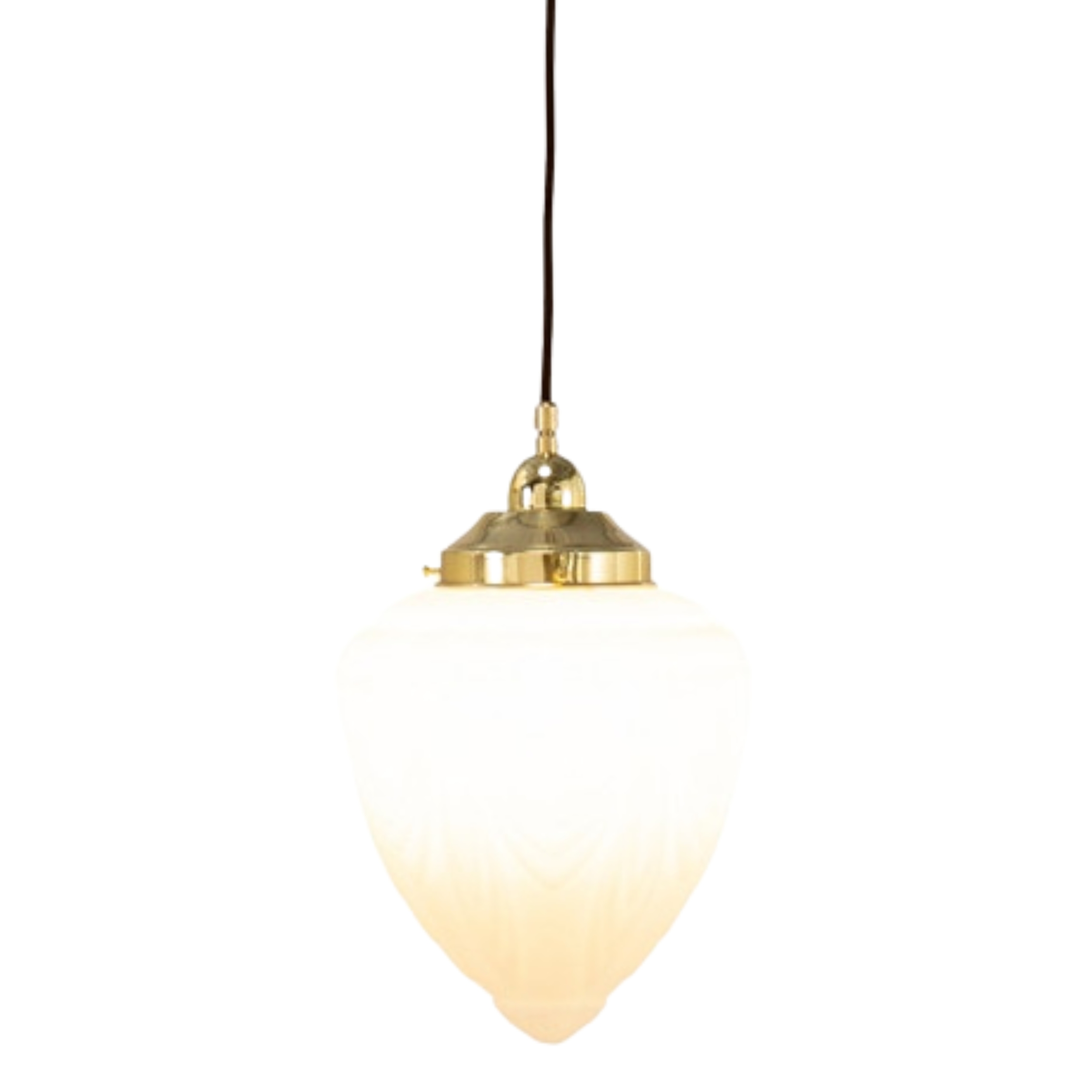 Empire Matt Opal Glass Cord Pendant - Polished Brass