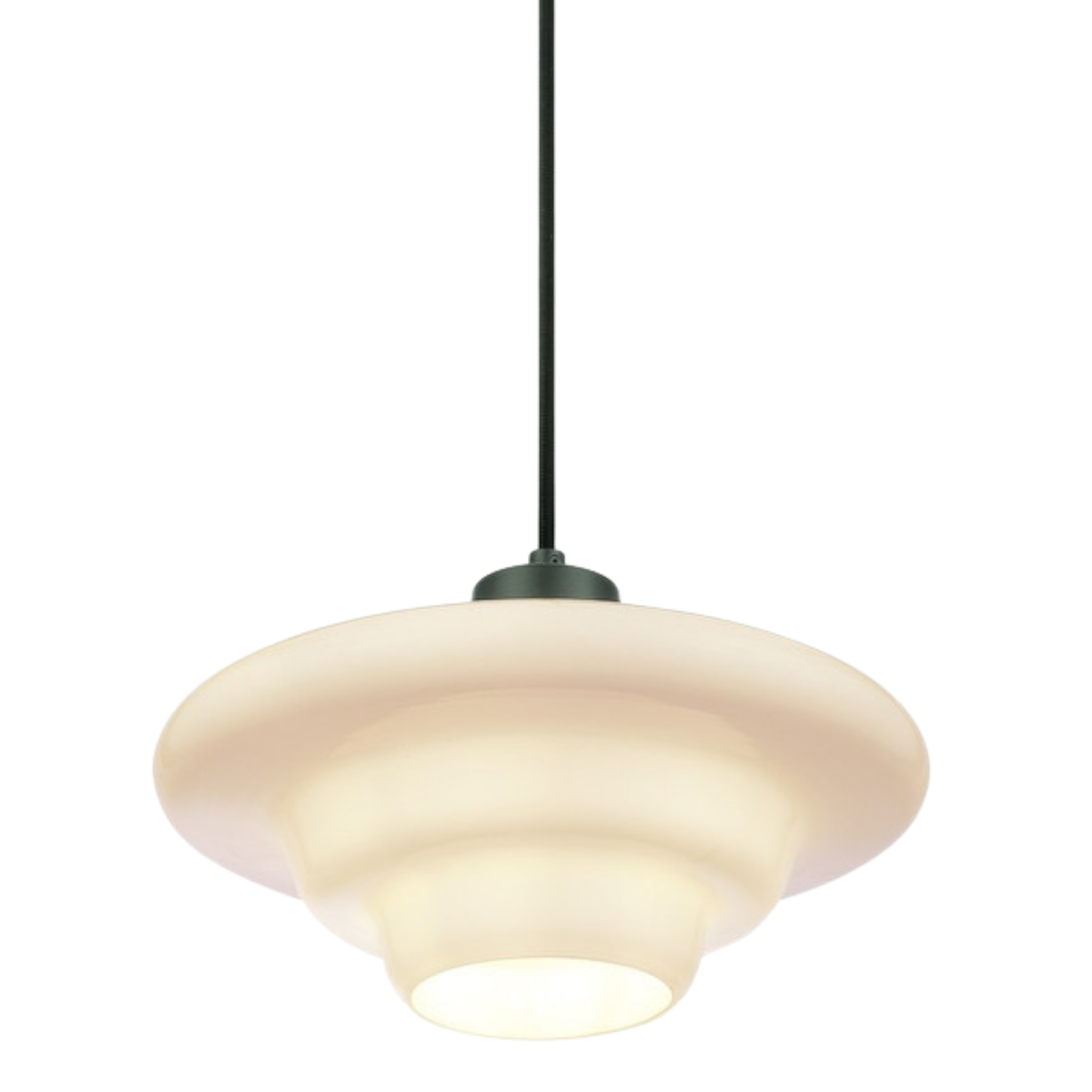 Haywood Gloss Opal Glass Cord Pendant - Black