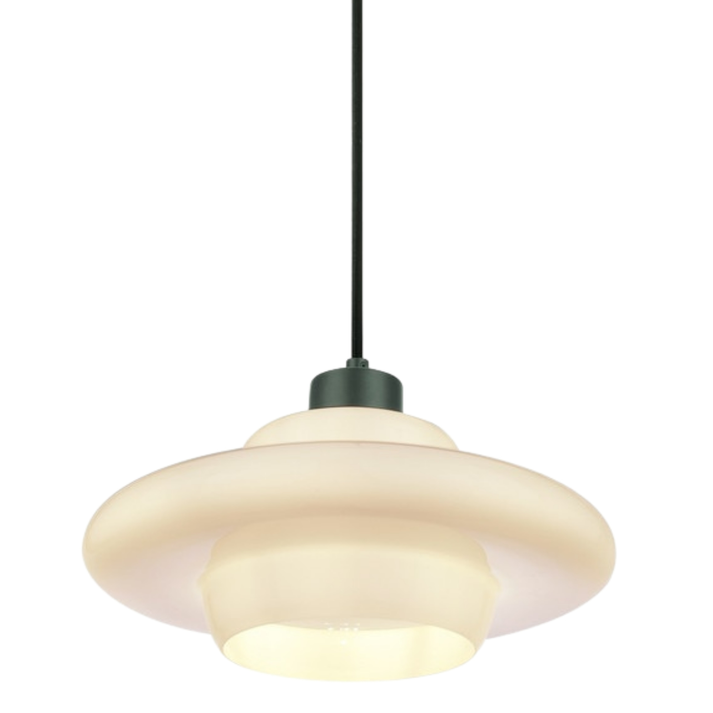 Hornby Gloss Opal Glass Cord Pendant - Black