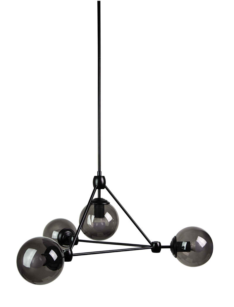 Lunar 4 Light Black Smoke Chandelier