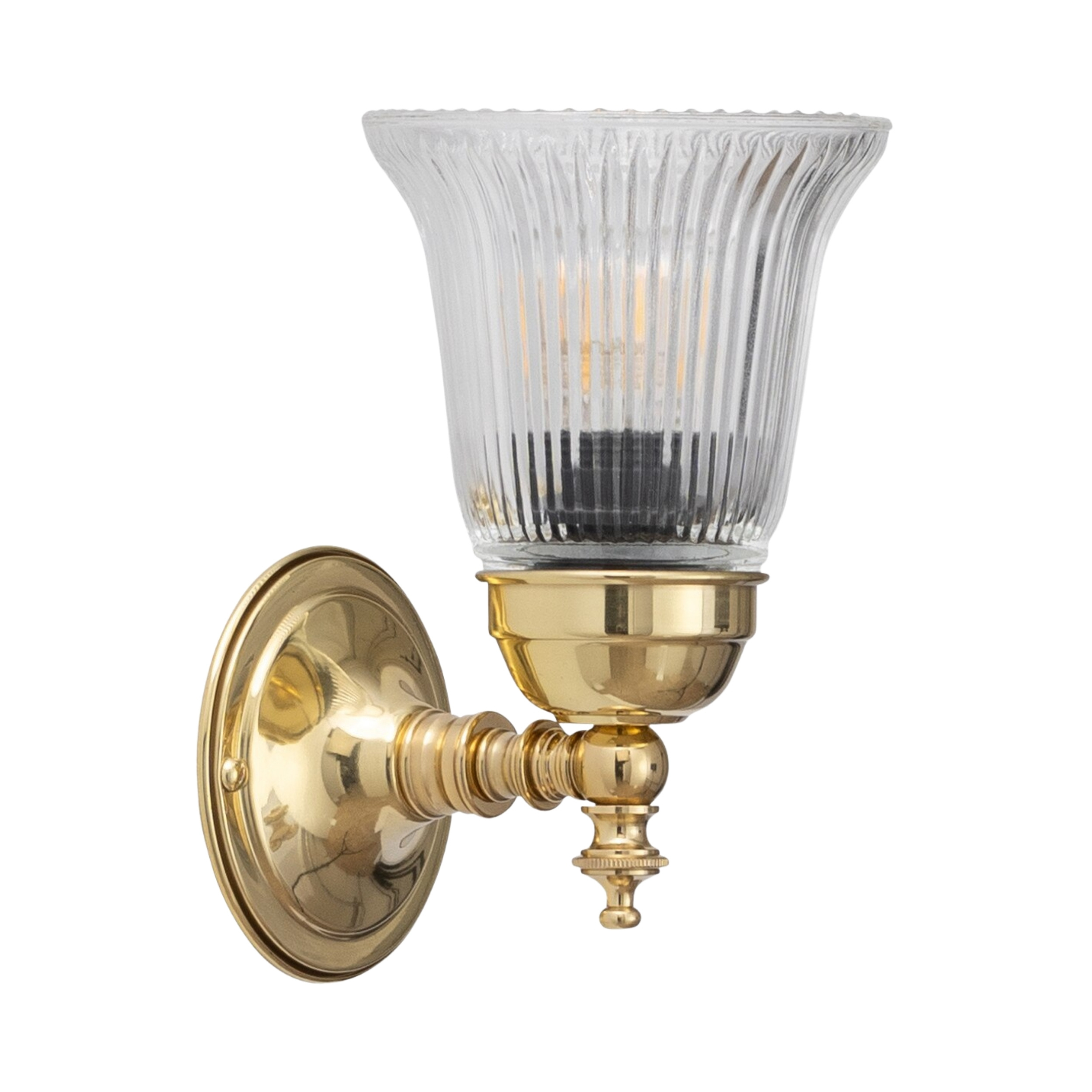 Kline Classic Clear Glass Wall Light - Polished Brass