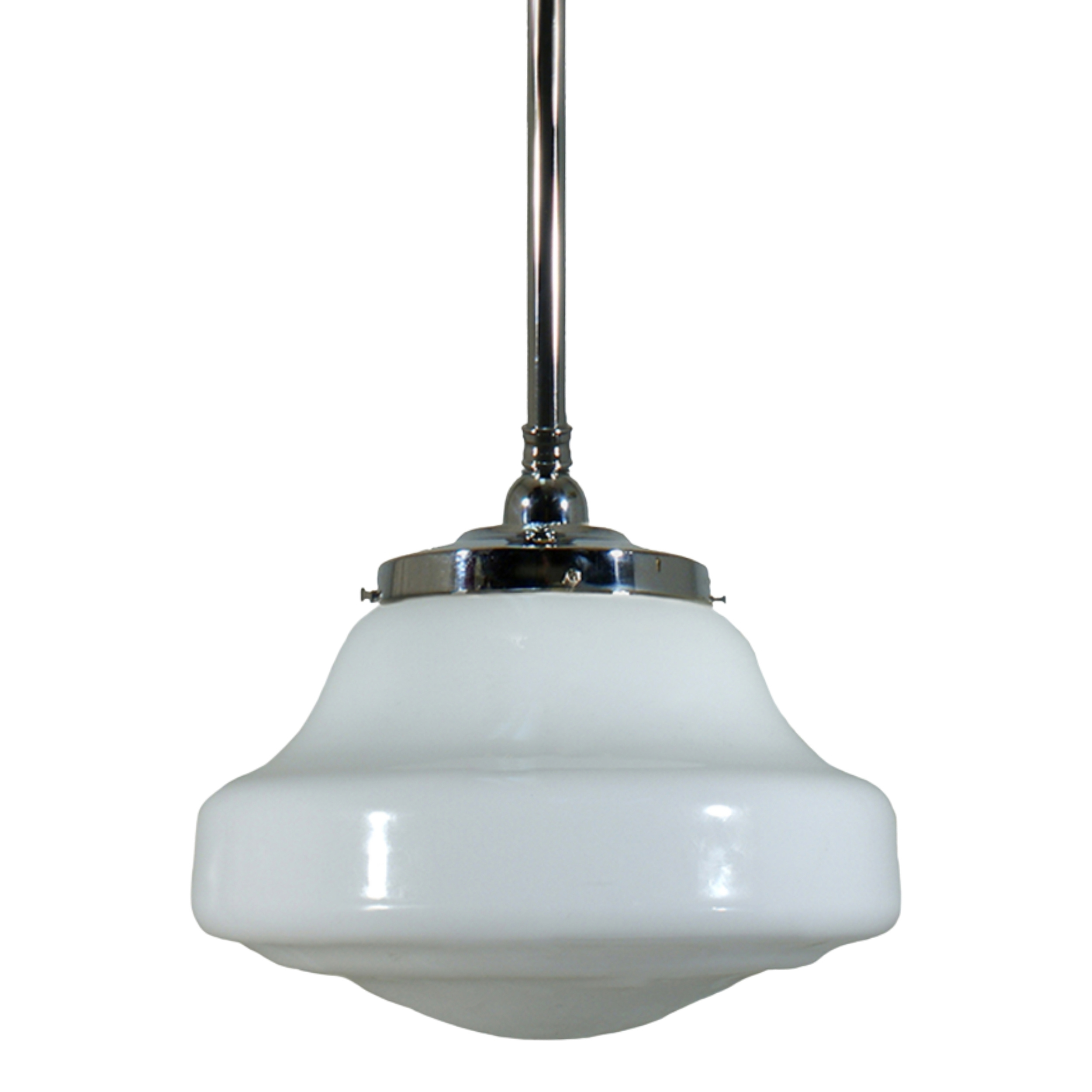 Lincoln Gloss Opal Glass Rod Pendant - Chrome