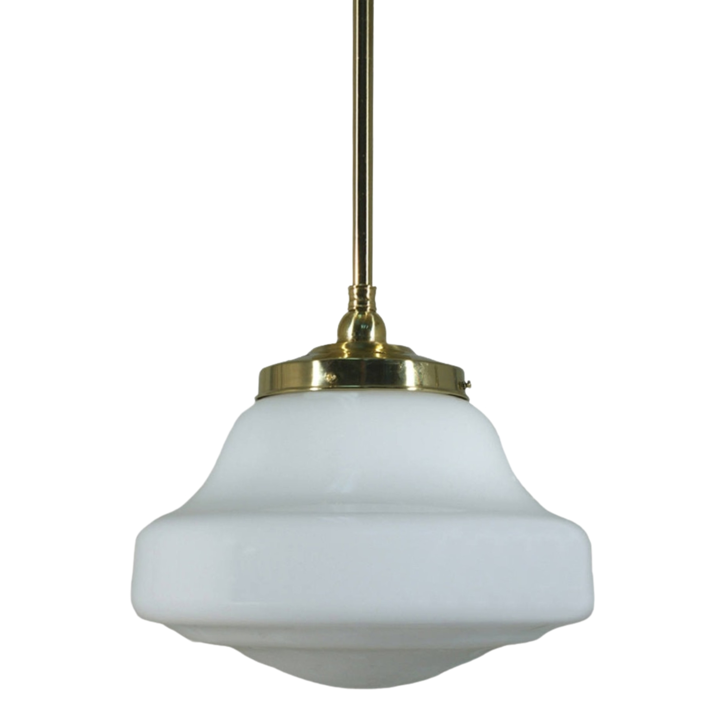 Lincoln Matt Opal Glass Rod Pendant - Polished Brass