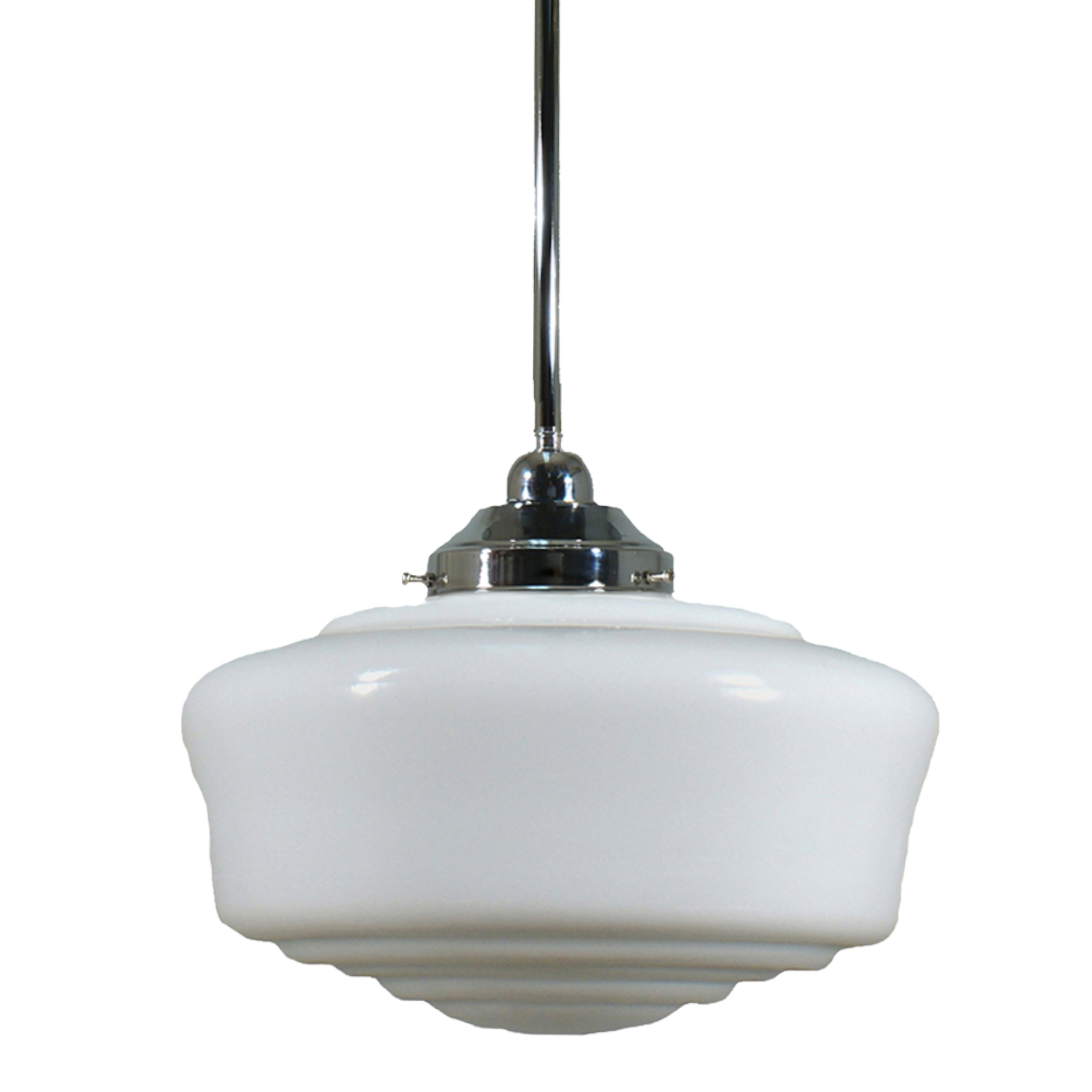 Moulins Gloss Opal Glass Rod Pendant - Chrome
