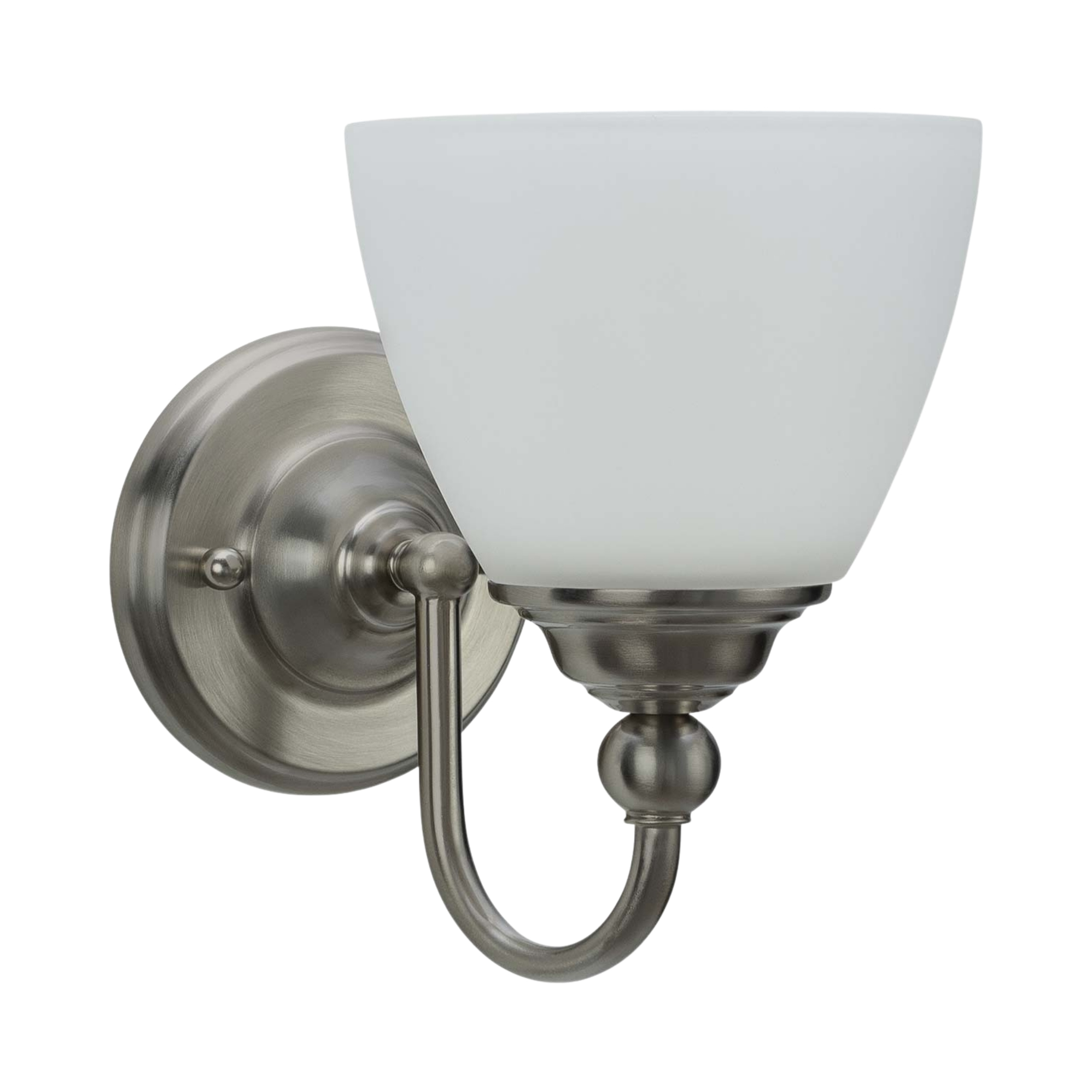 Nova Bowl Opal Glass Solo Wall Light - Brushed Nickel