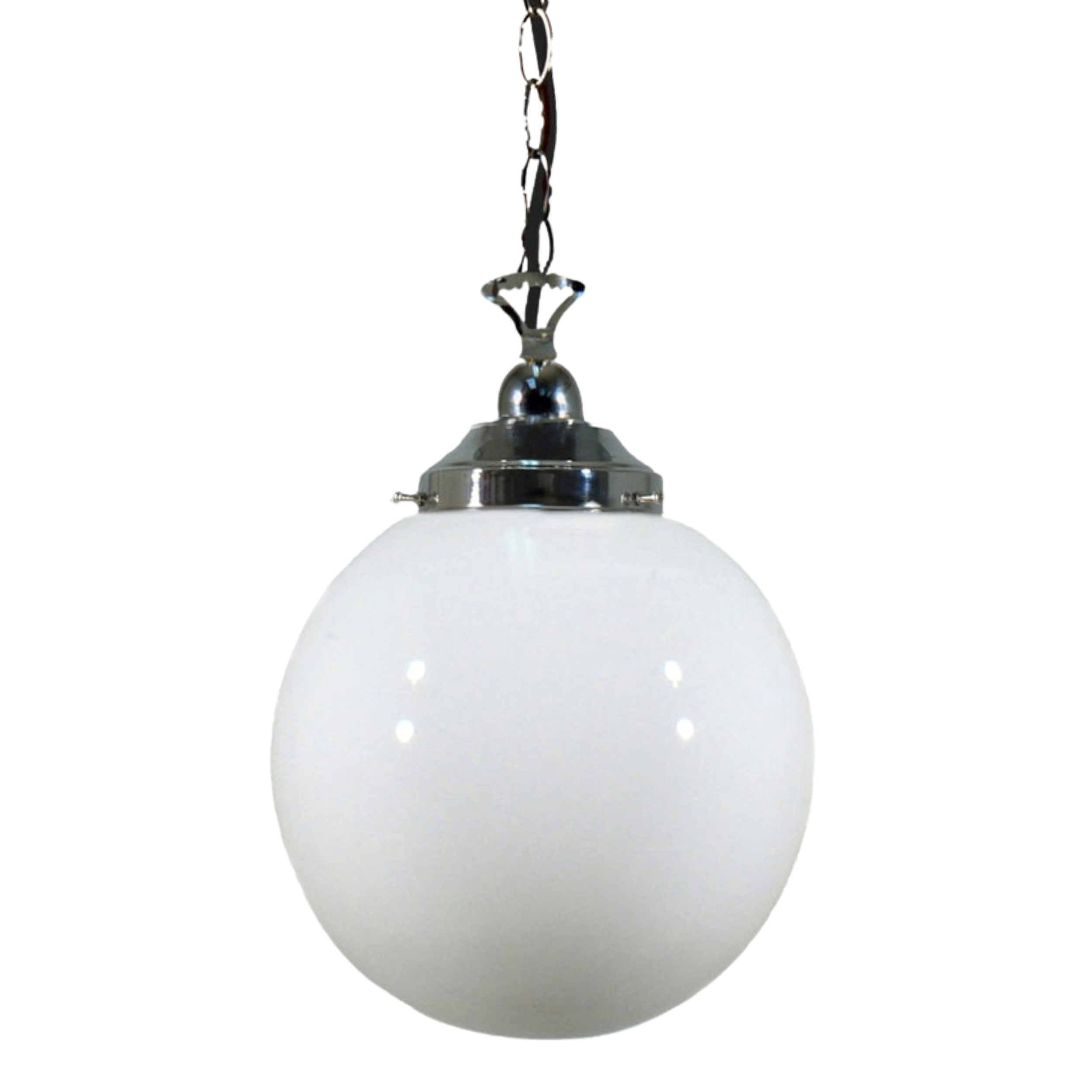 Sphere Gloss Opal Glass Chain Pendant Light - Chrome