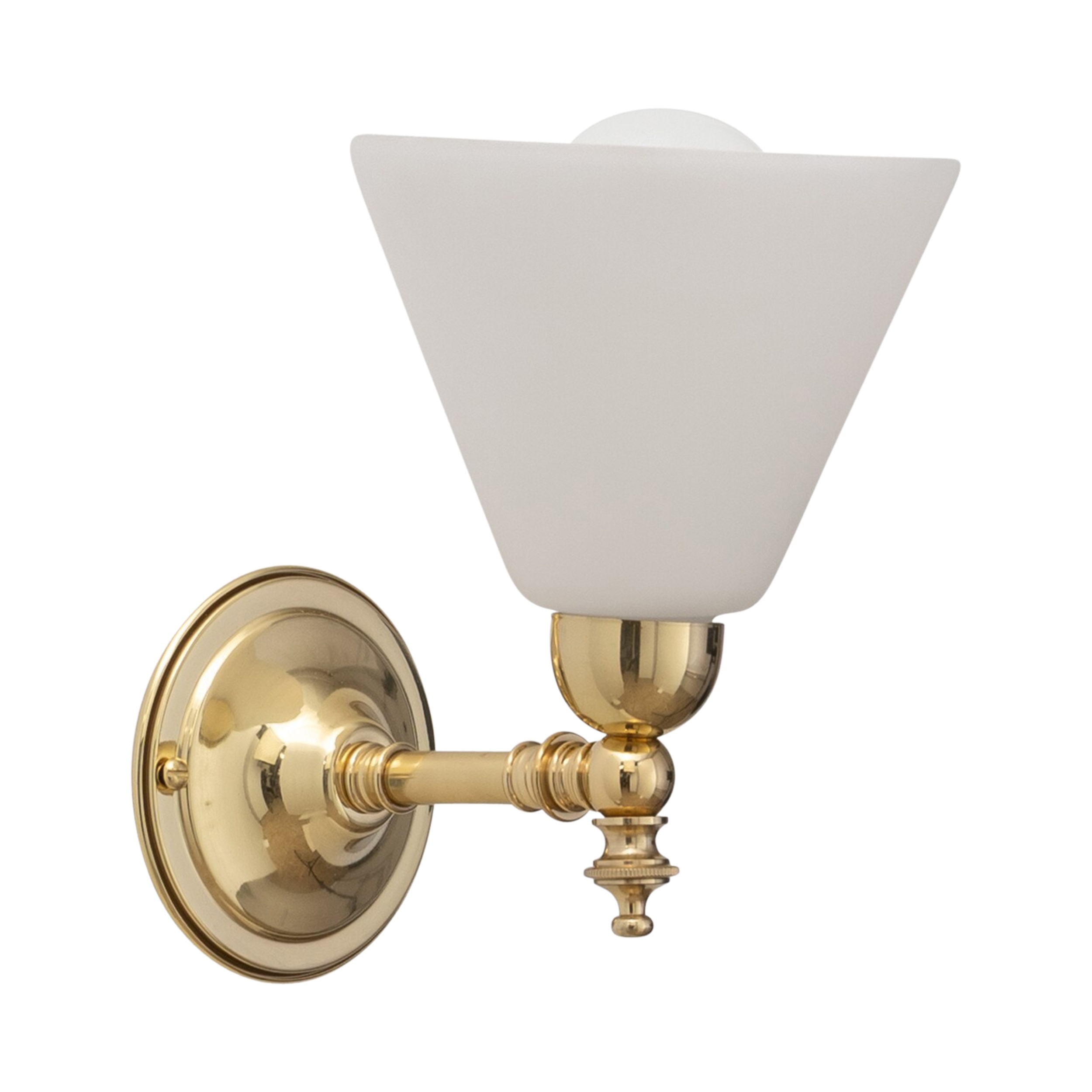 Waubra Cone Matt Opal Glass Wall Light - Polished Brass