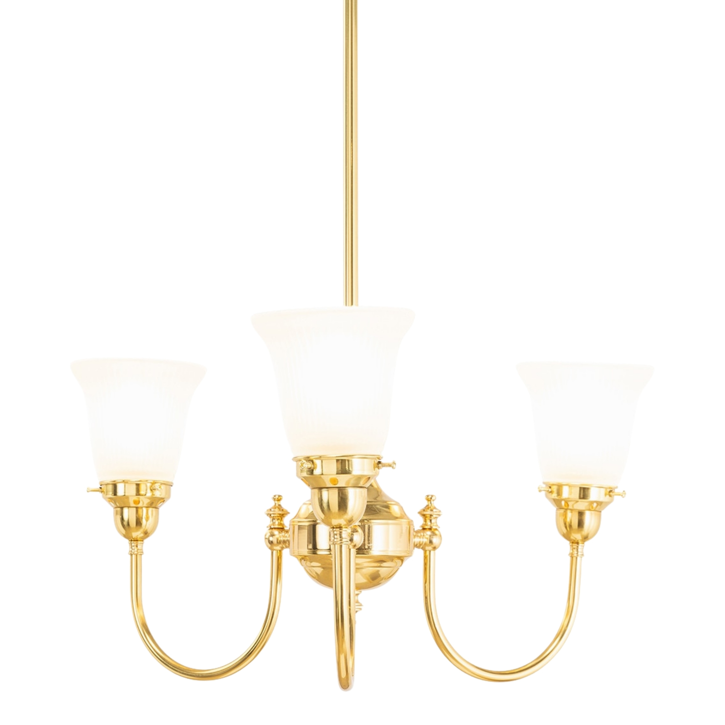 Luke 3 Light Bell Frosted Glass Uplight Pendant - Brass