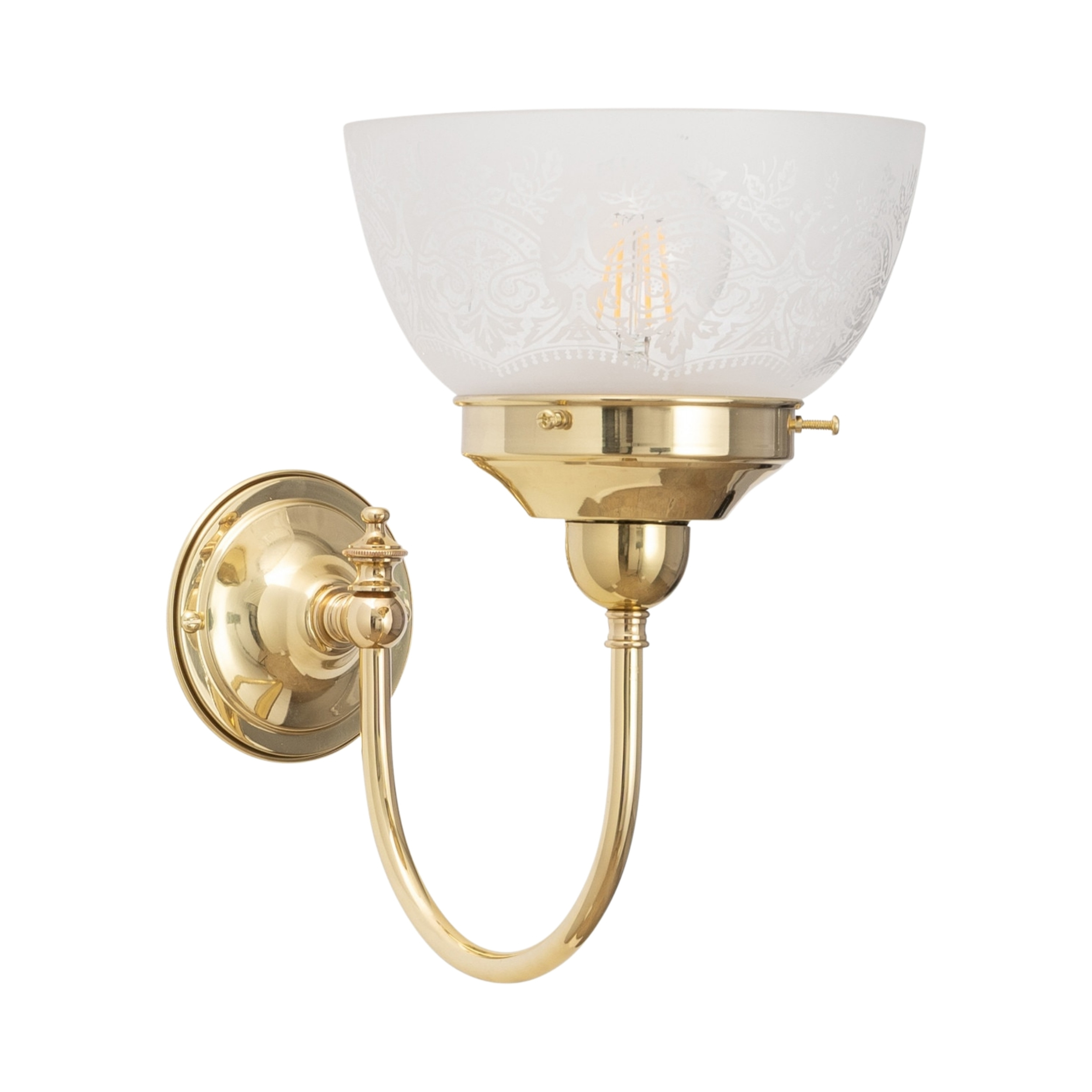 Luke Solo Bell Frosted Glass Wall Light - Brass