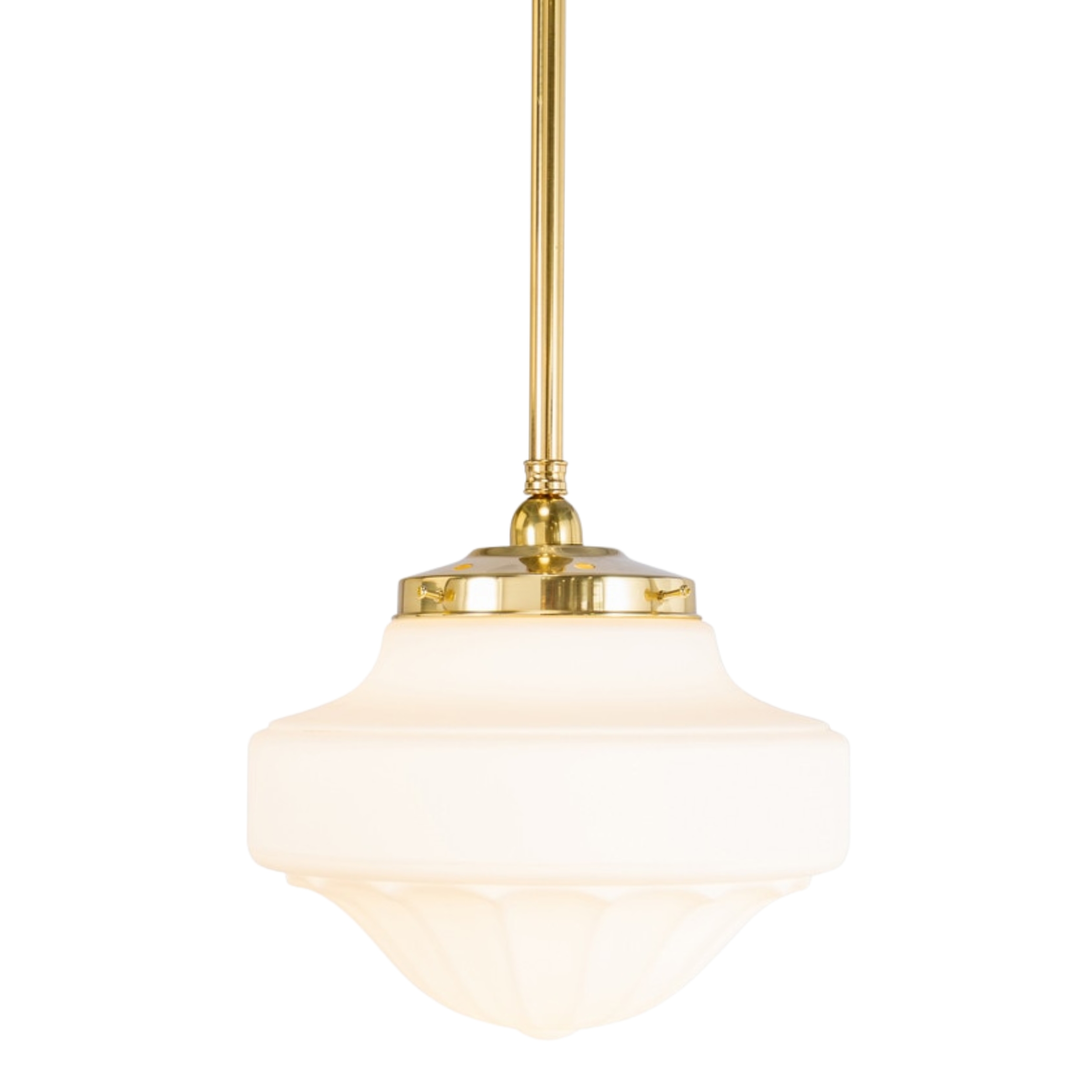 Derby Matt Opal Glass Rod Pendant - Polished Brass