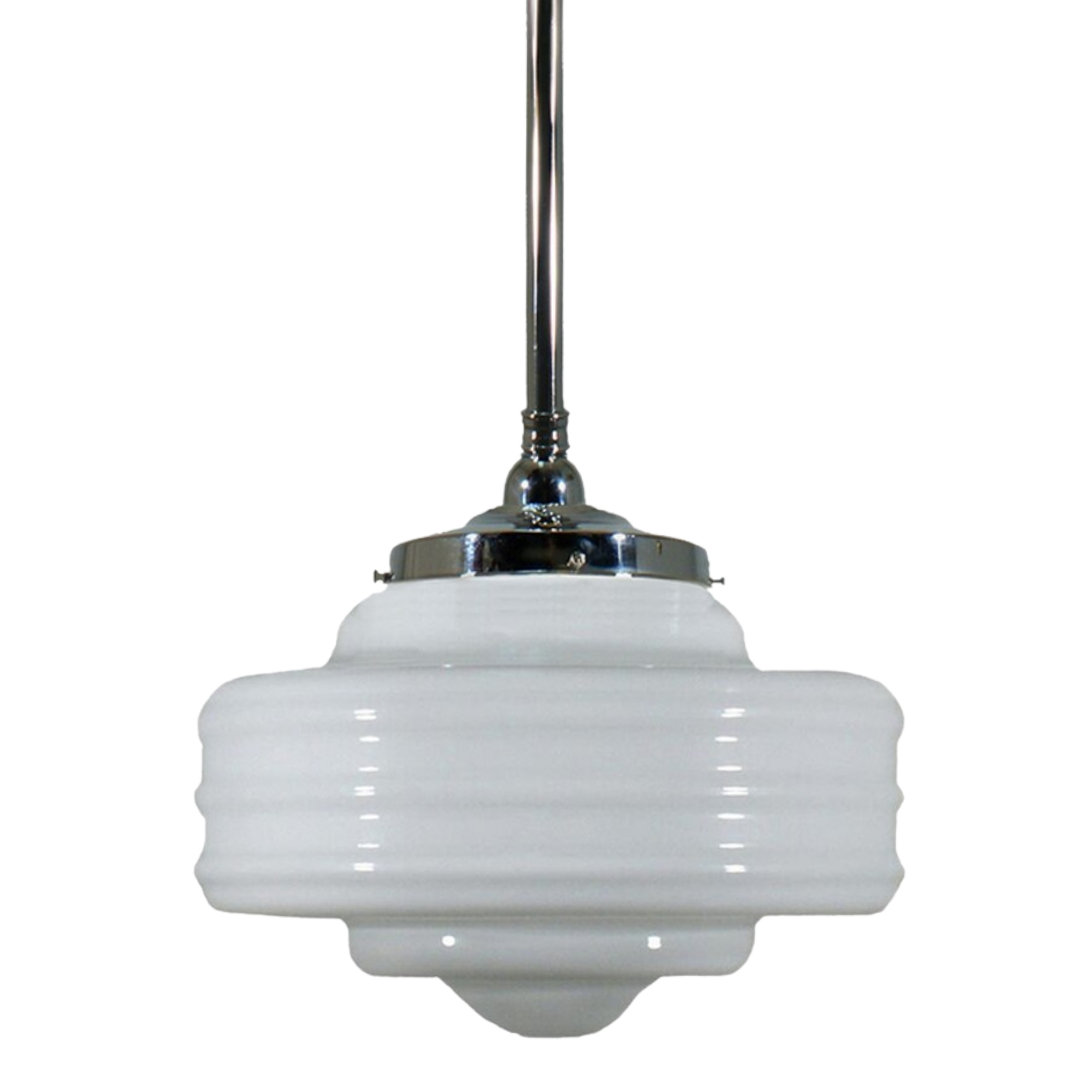 Detroit Gloss Opal Glass Rod Pendant - Chrome