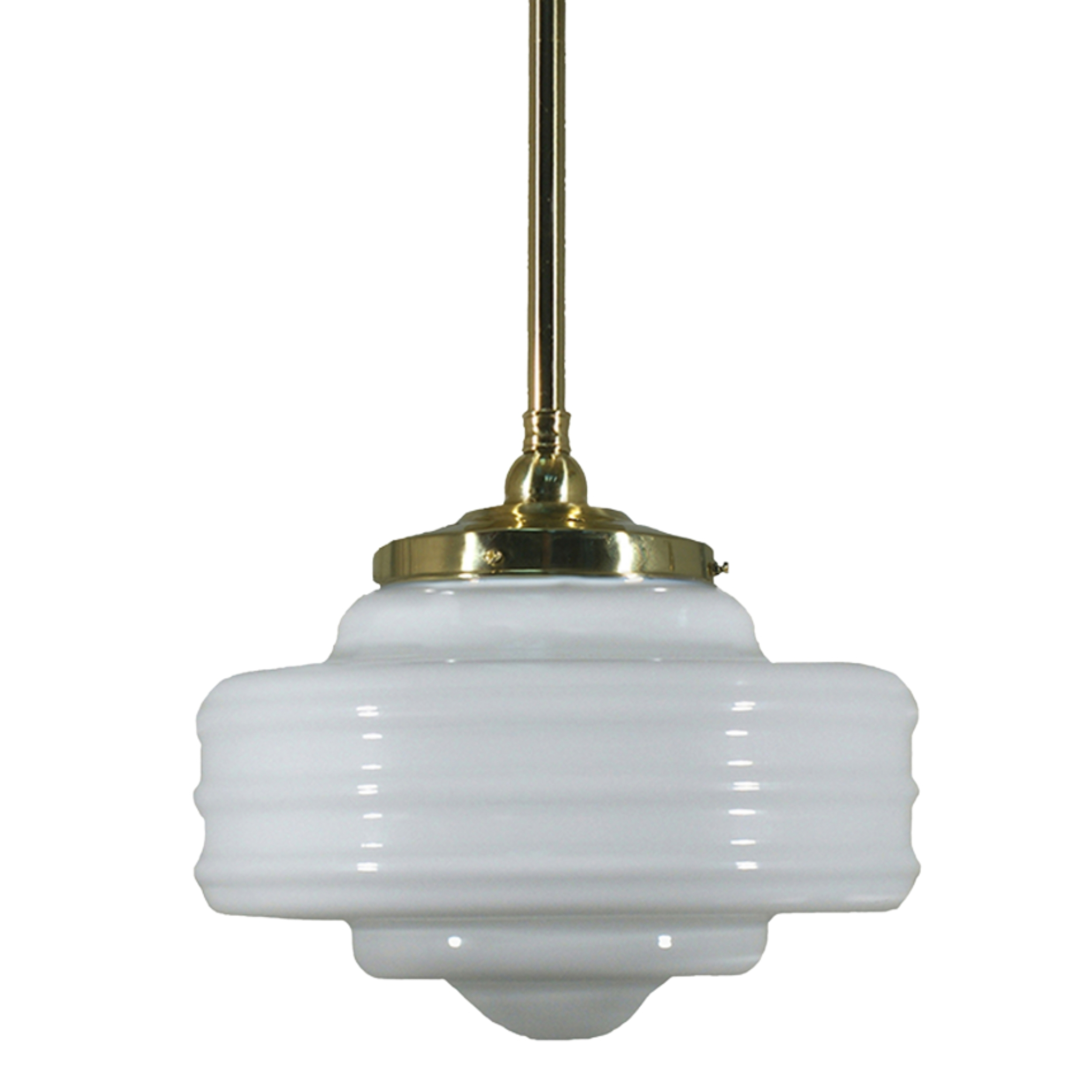 Detroit Gloss Opal Glass Rod Pendant - Polished Brass