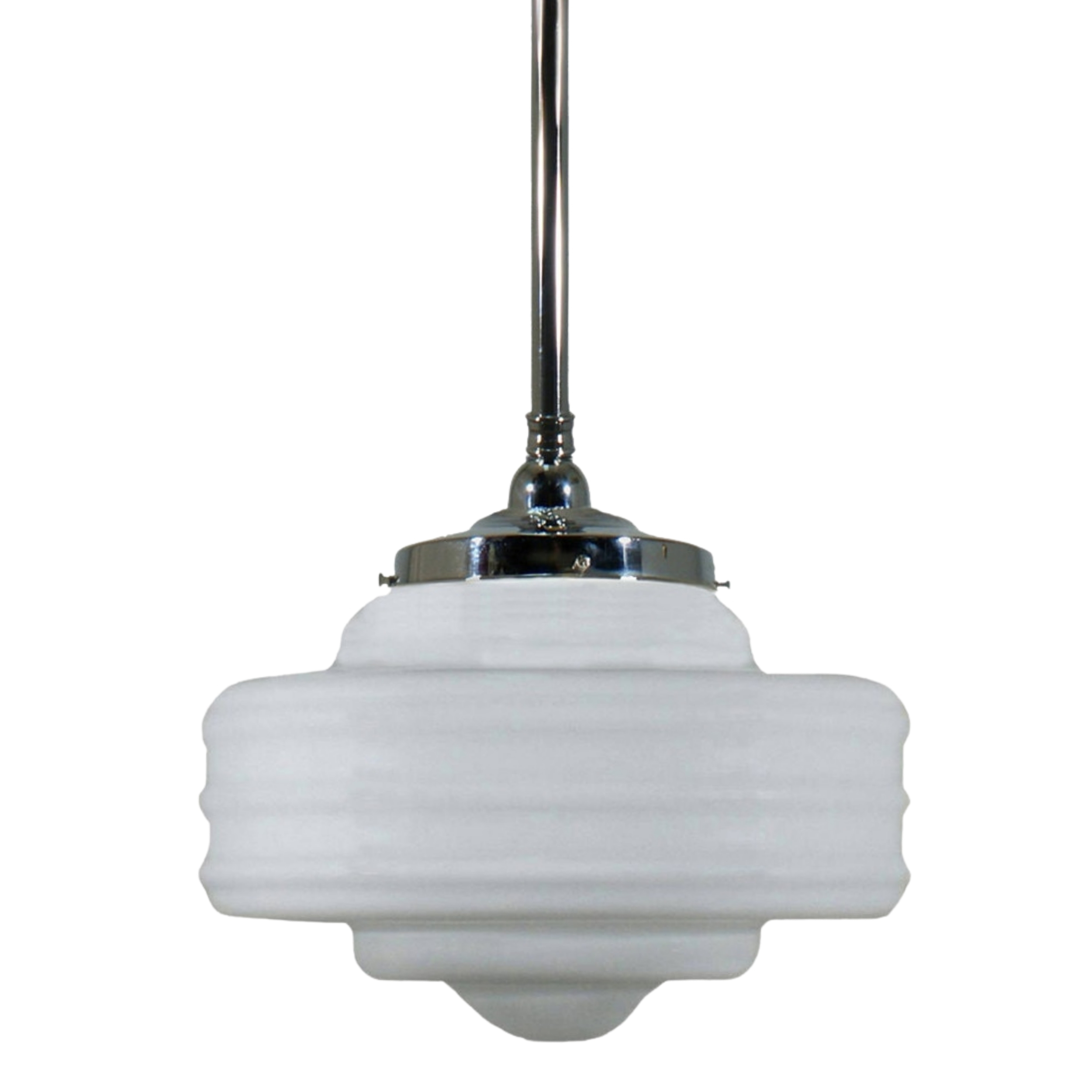 Detroit Matt Opal Glass Rod Pendant - Chrome