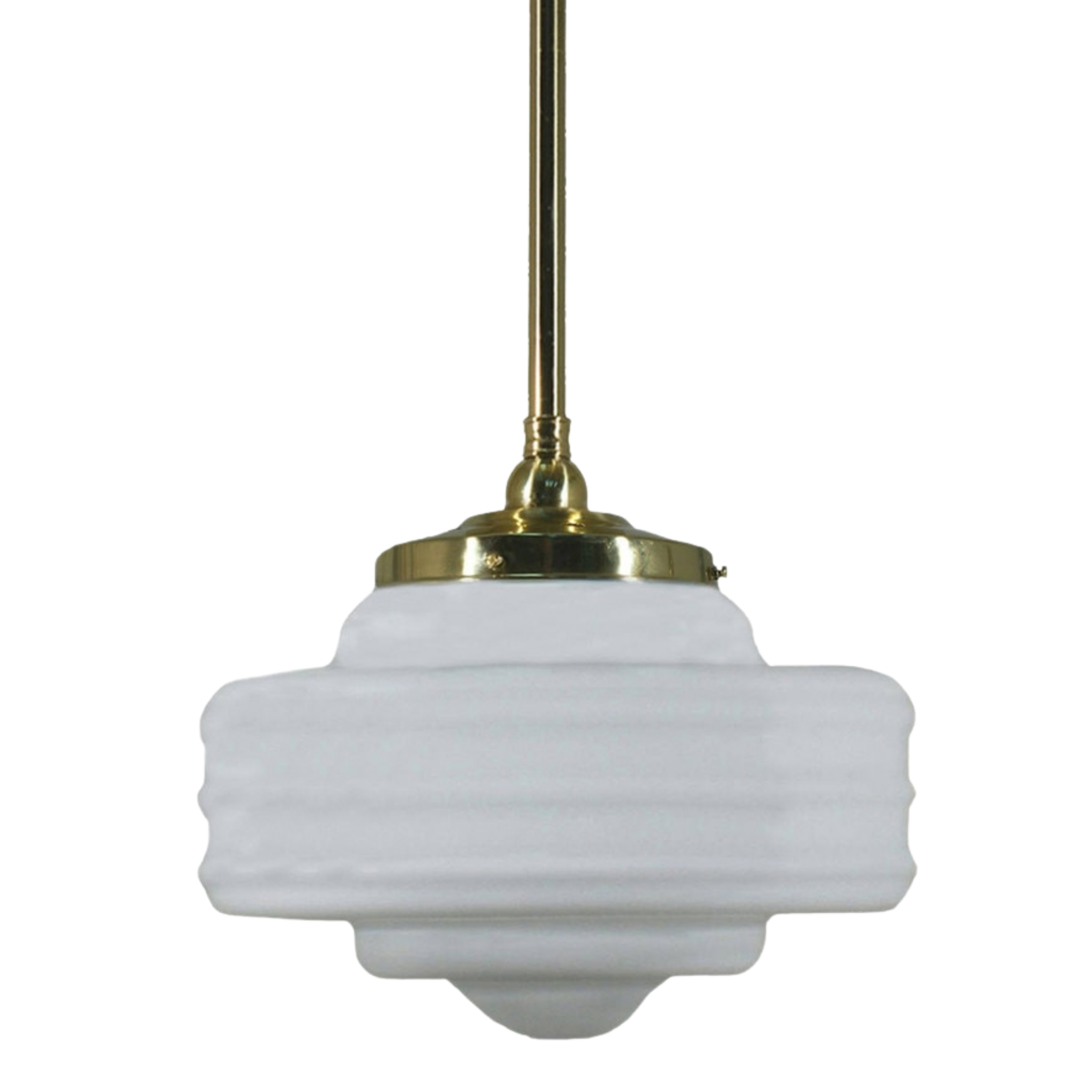Detroit Matt Opal Glass Rod Pendant - Polished Brass