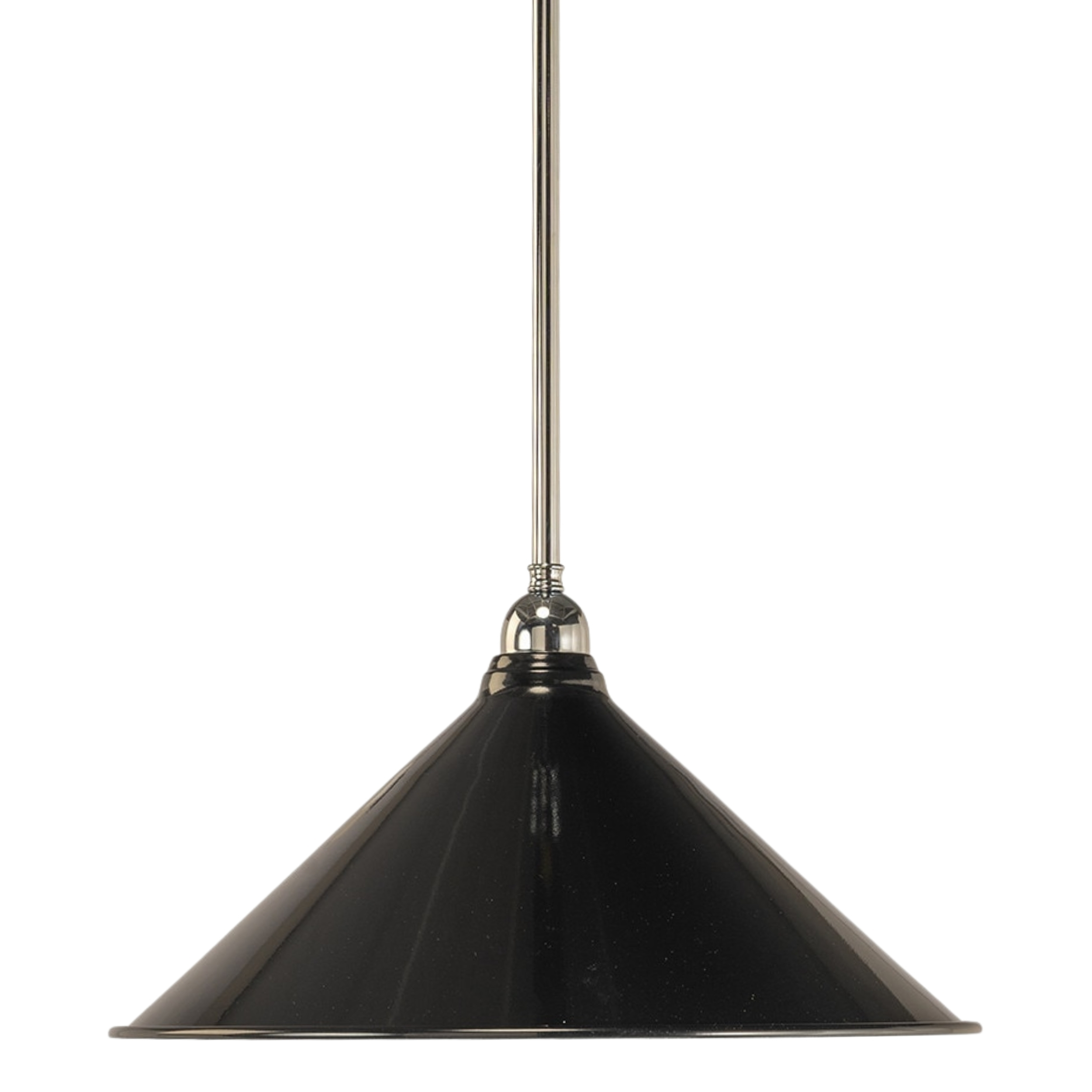 Edwardian Chrome Metal Cone Rod Pendant - Black