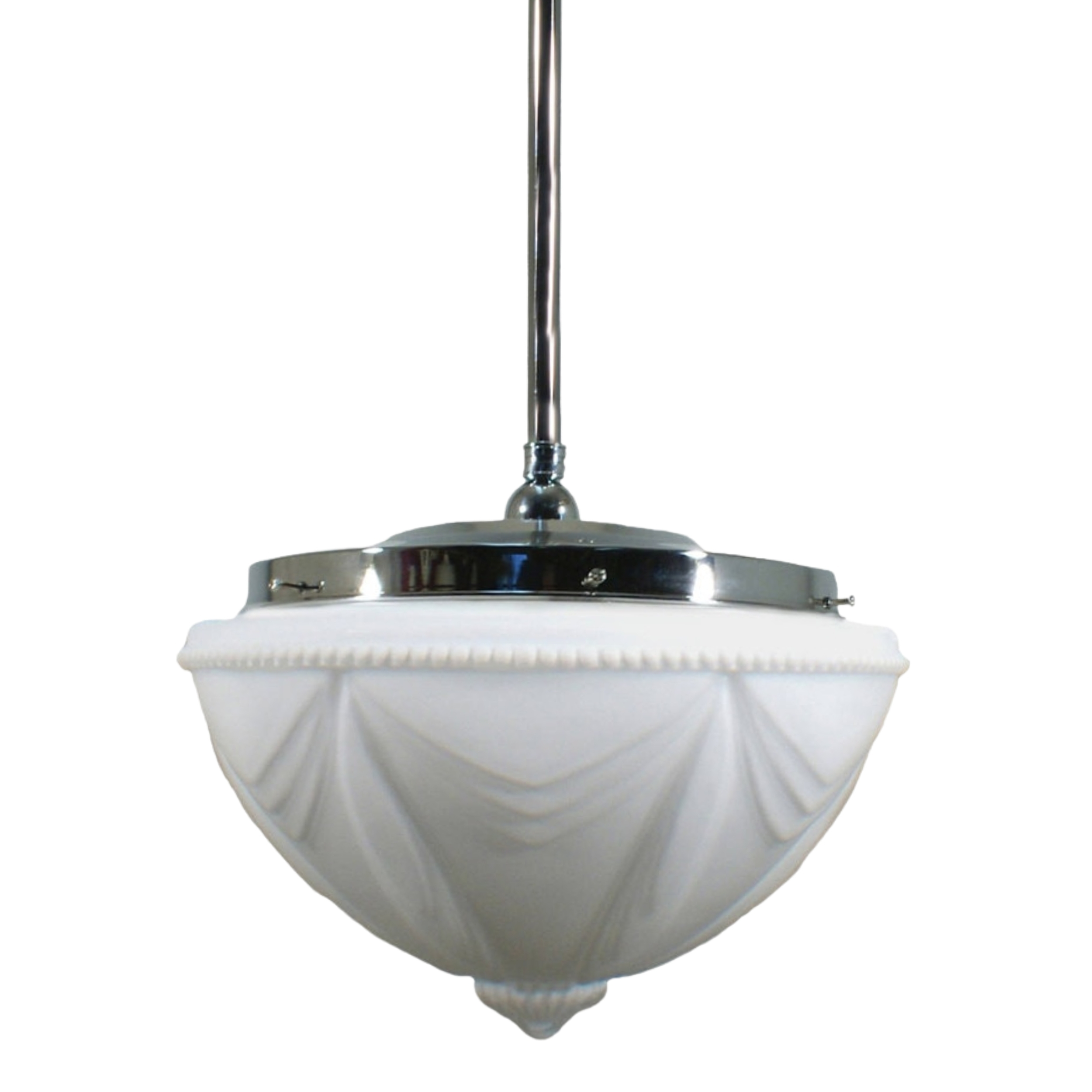 Empire Matt Opal Glass Rod Pendant - Chrome