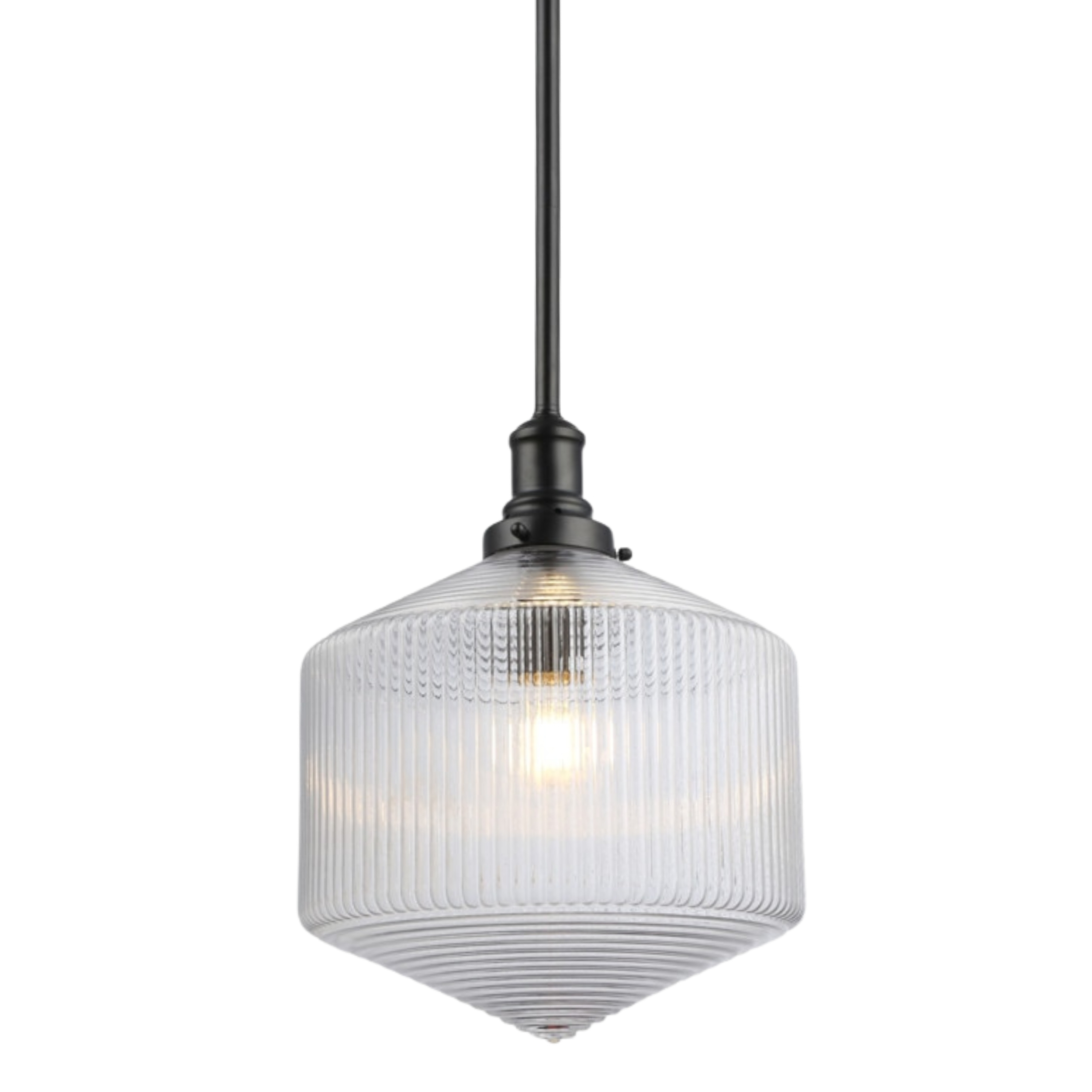 Jefferson Clear Glass Rod Pendant Light - Matt Black